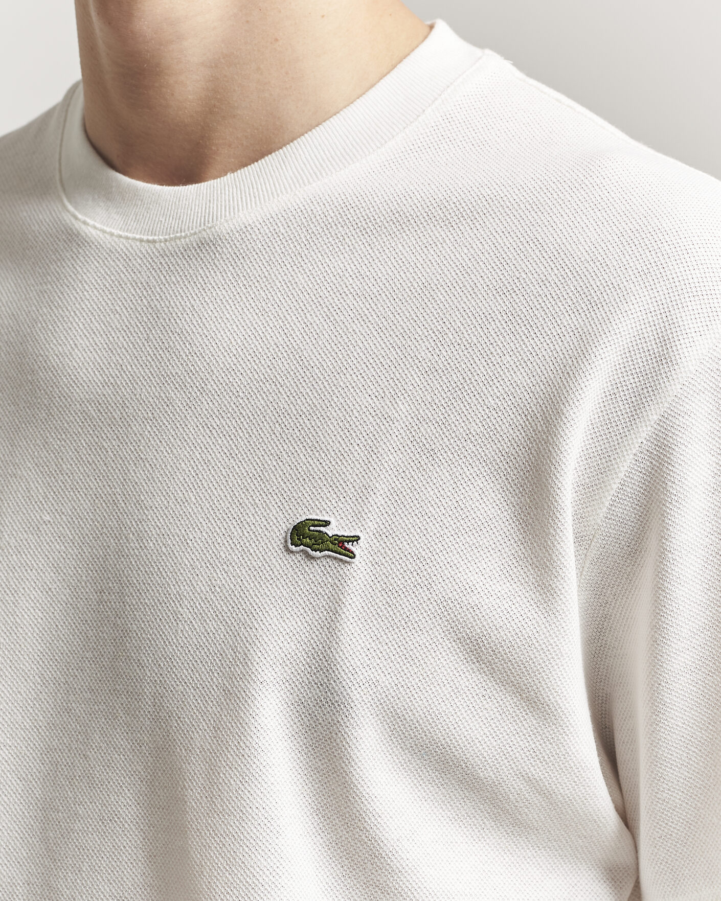 Herr | T-Shirts | Lacoste | Cotton/Linen Pique T-Shirt Flour