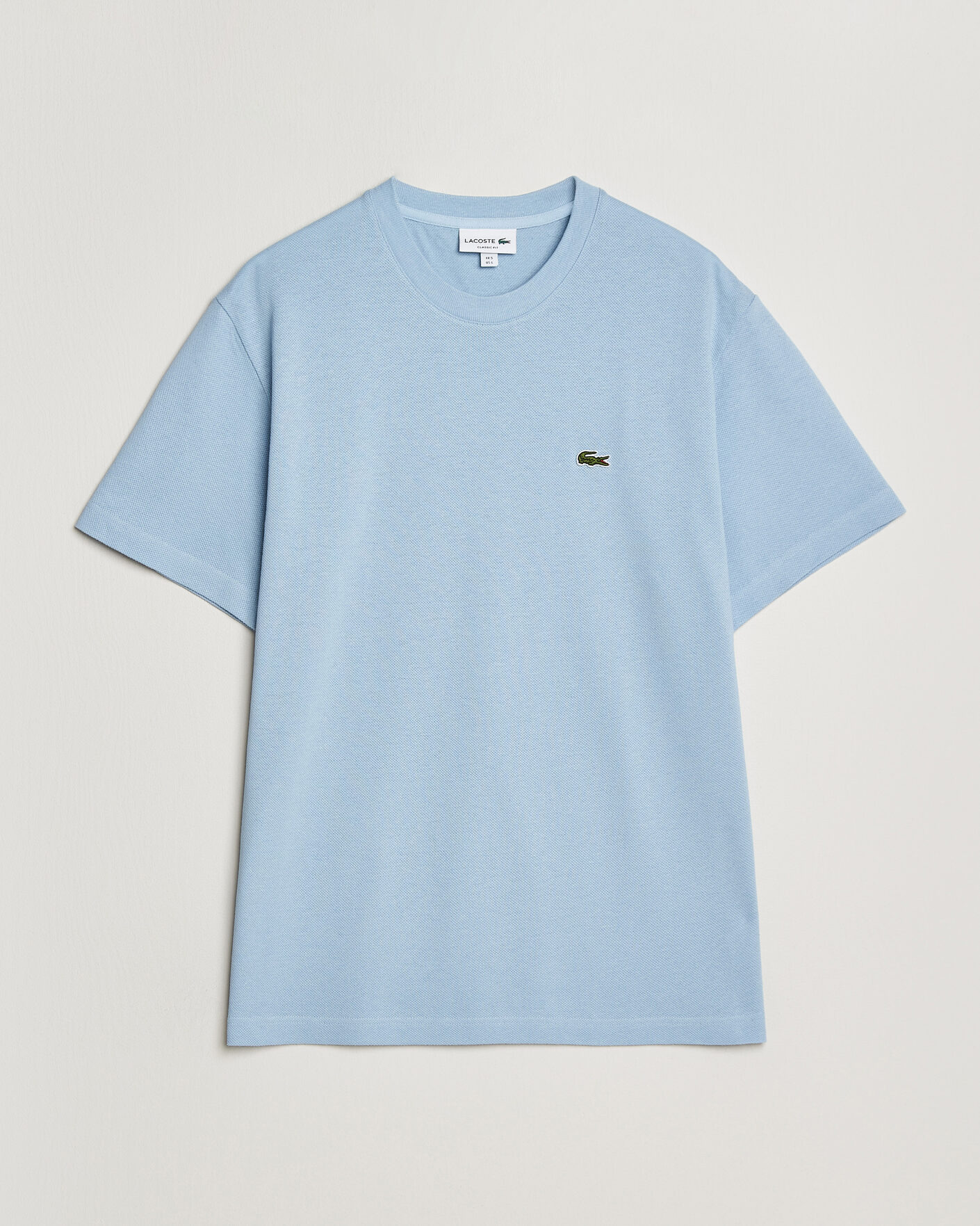 Herr | T-Shirts | Lacoste | Cotton/Linen Pique T-Shirt Light Blue
