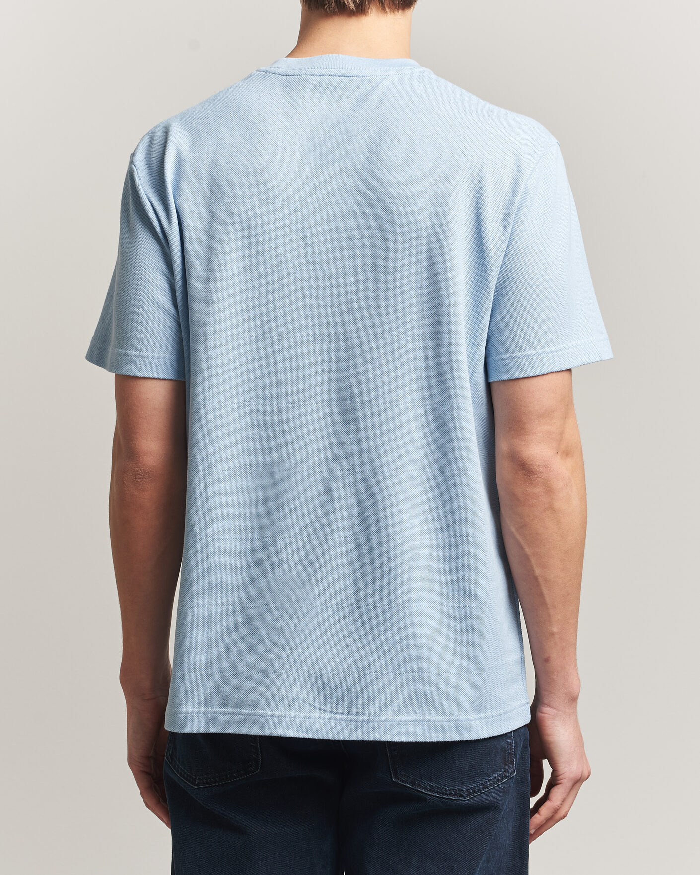 Herr | T-Shirts | Lacoste | Cotton/Linen Pique T-Shirt Light Blue