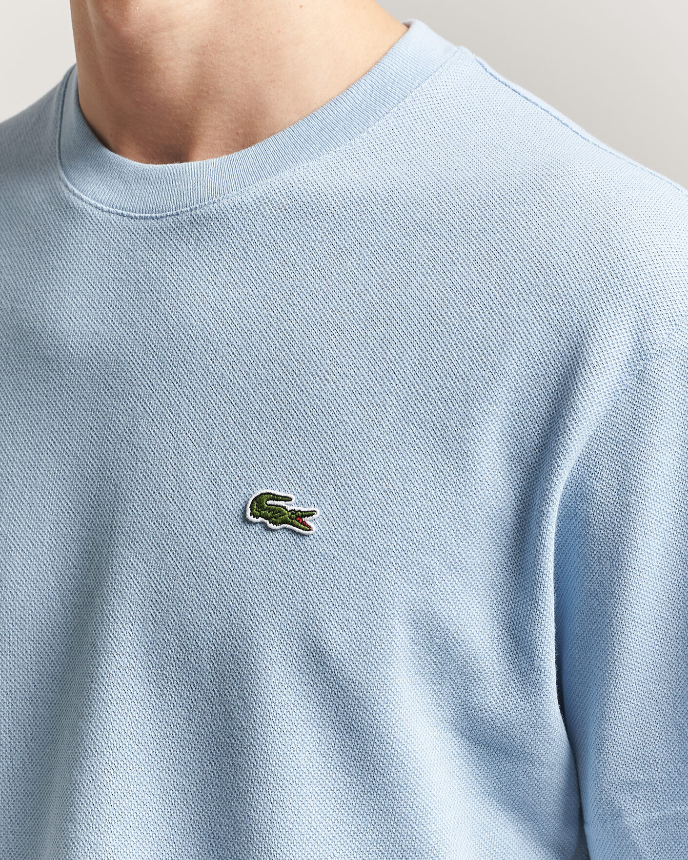 Herr | T-Shirts | Lacoste | Cotton/Linen Pique T-Shirt Light Blue
