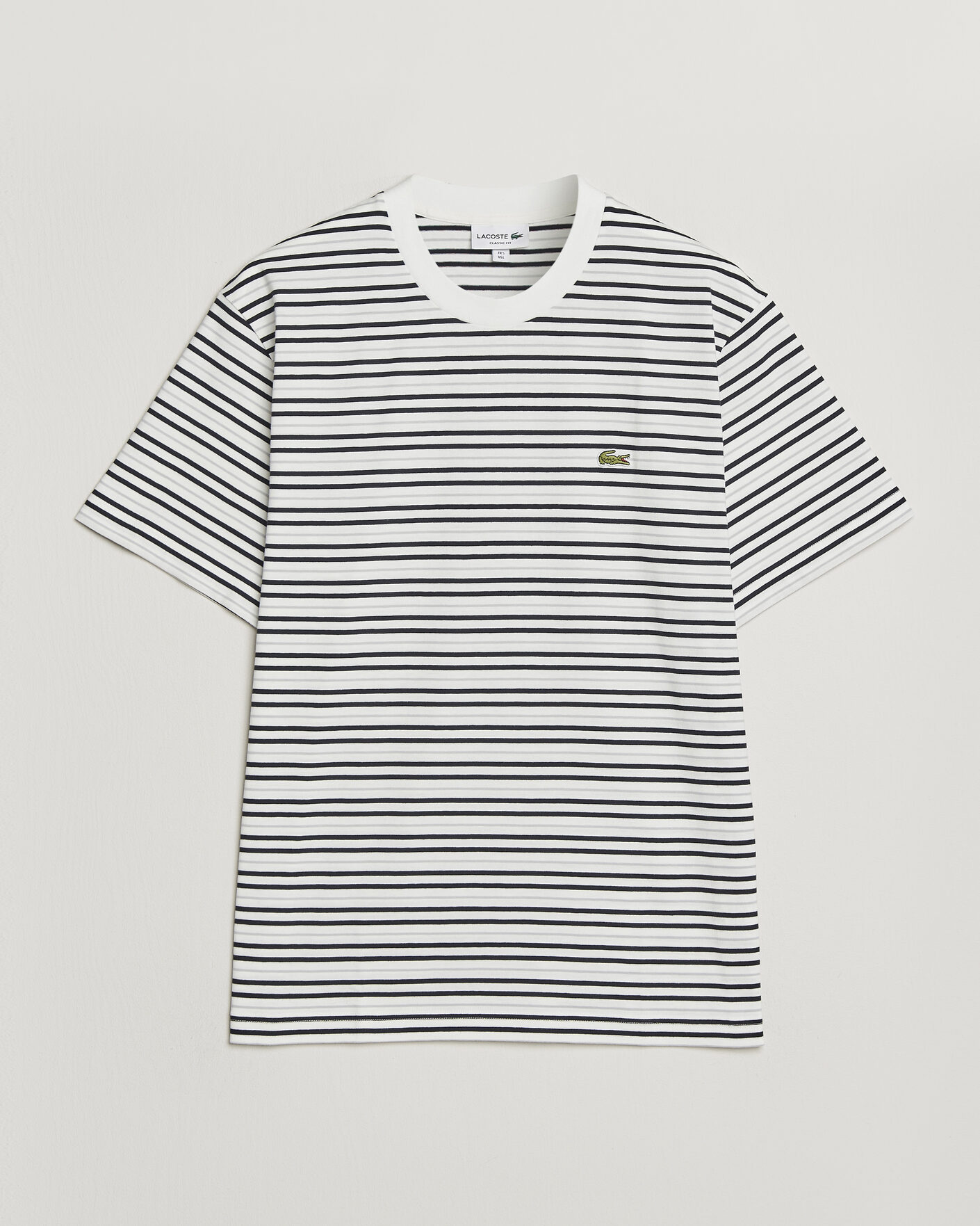 Herr | T-Shirts | Lacoste | Cotton Striped T-Shirt Blackbird/Flour