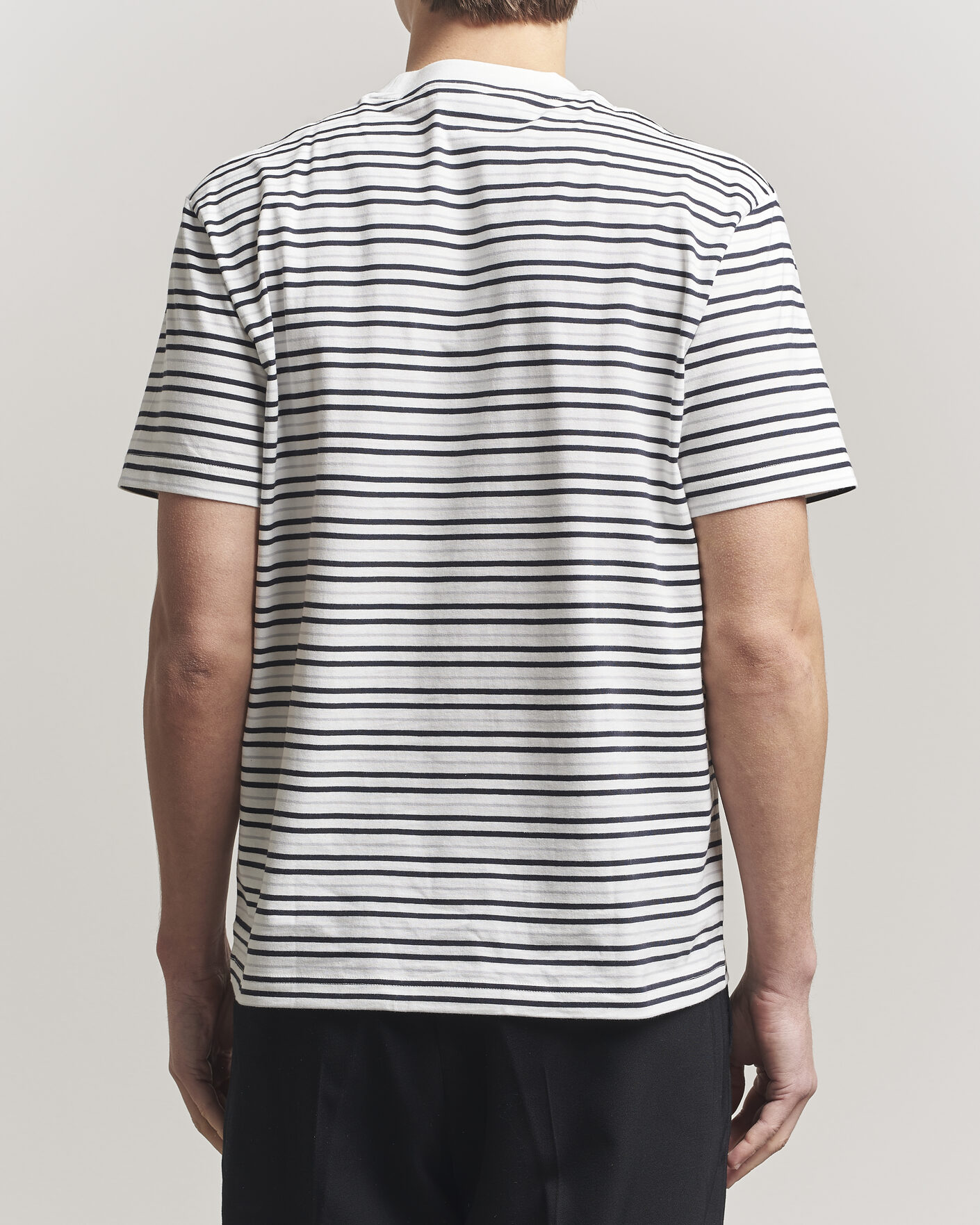 Herr | T-Shirts | Lacoste | Cotton Striped T-Shirt Blackbird/Flour