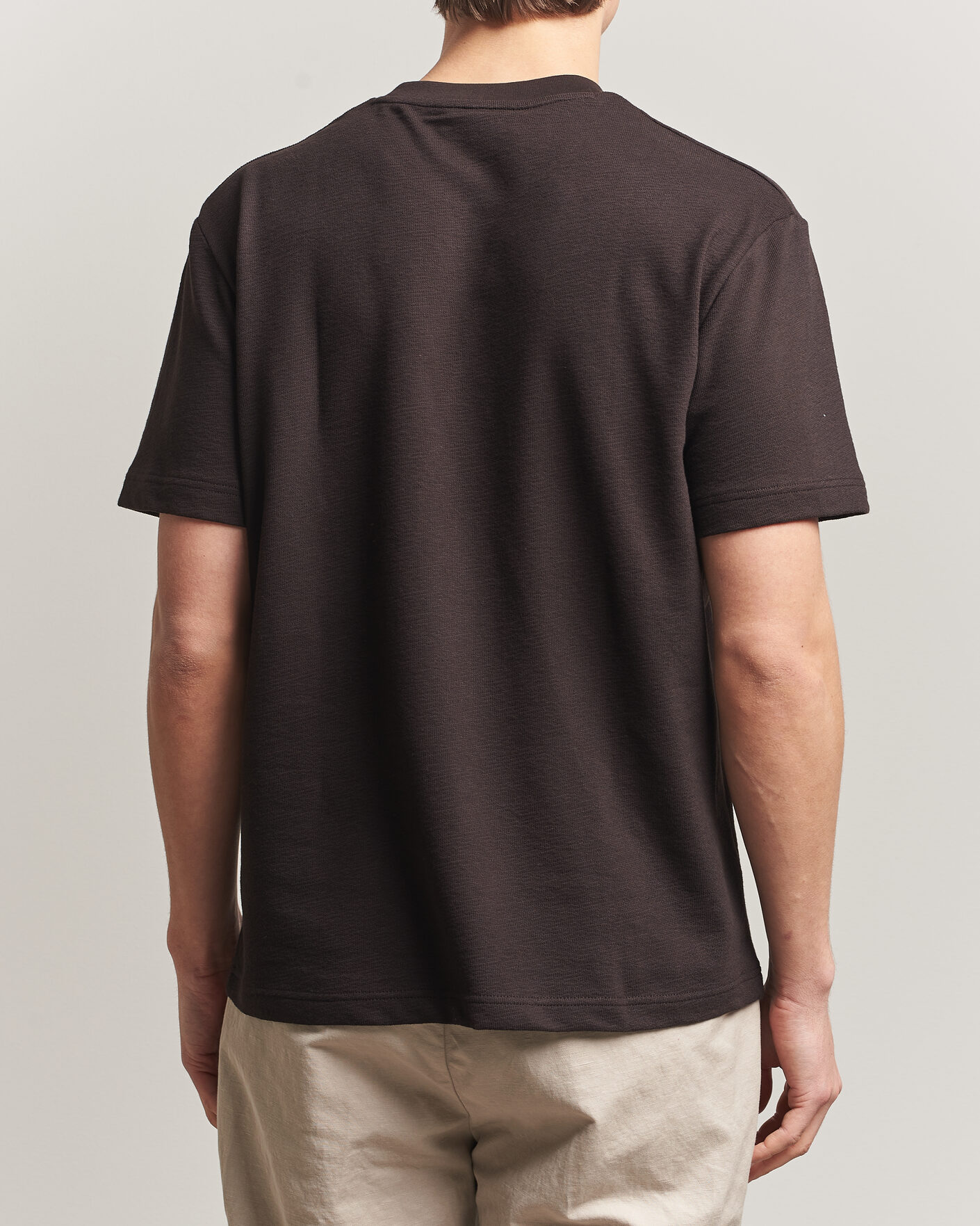Herr | T-Shirts | Lacoste | Textured Cotton T-Shirt Buffalo Brown