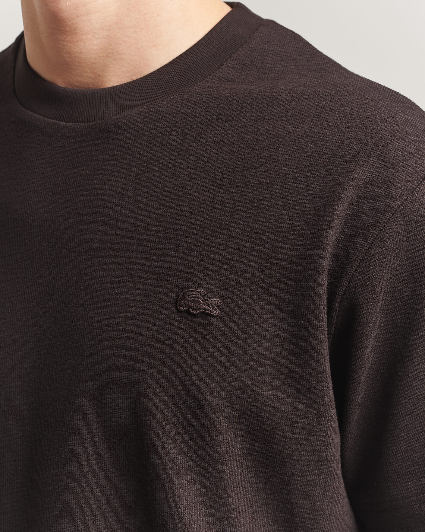 Herr | T-Shirts | Lacoste | Textured Cotton T-Shirt Buffalo Brown