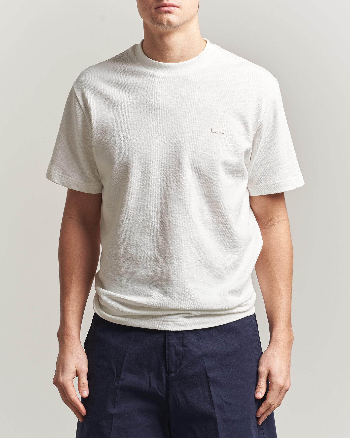Herr | T-Shirts | Lacoste | Textured Cotton T-Shirt Flour