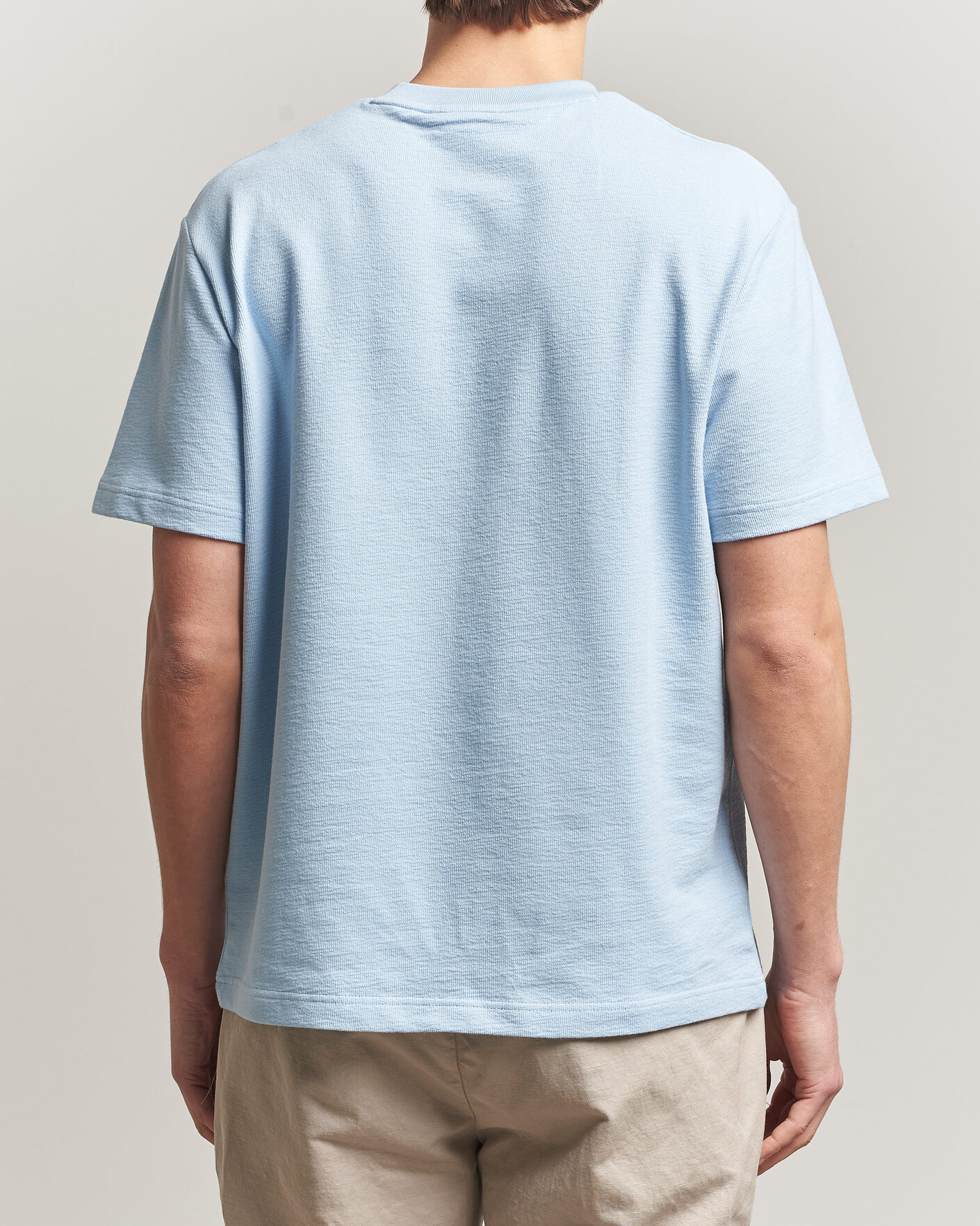 Herr | T-Shirts | Lacoste | Textured Cotton T-Shirt Light Blue