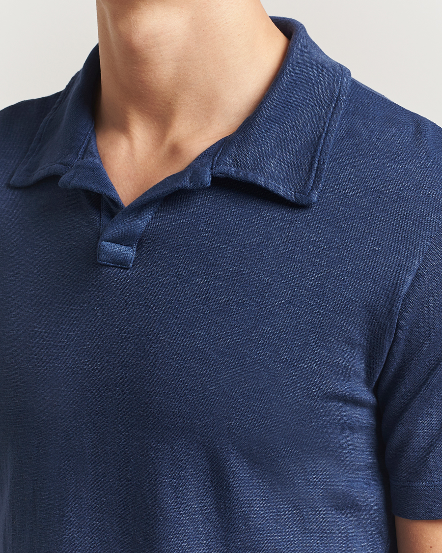 Herr | Pikéer | Massimo Alba | Aruba Cotton/Linen Polo Midnight Blue