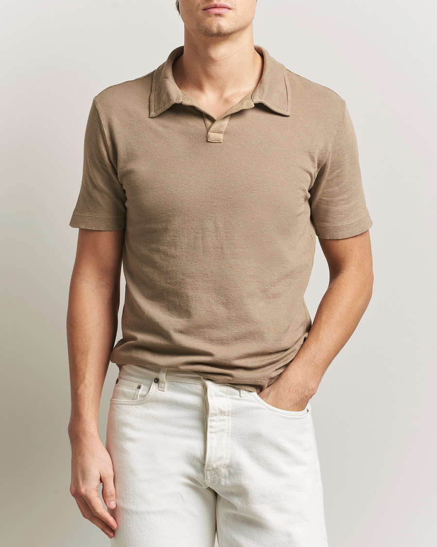 Herr | Pikéer | Massimo Alba | Aruba Cotton/Linen Polo Camel