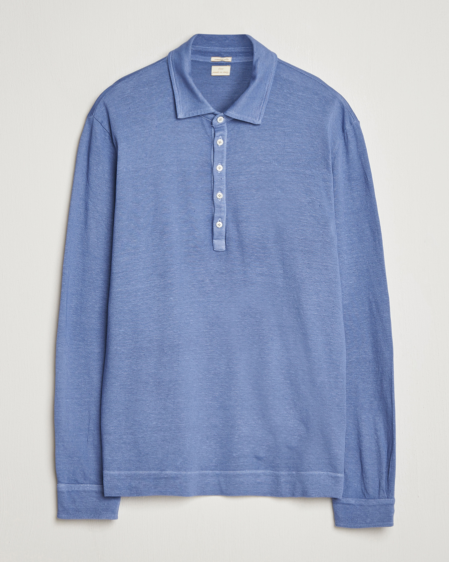 Herr | Pikéer | Massimo Alba | Raya Cotton/Linen Long Sleeve Polo Tulip