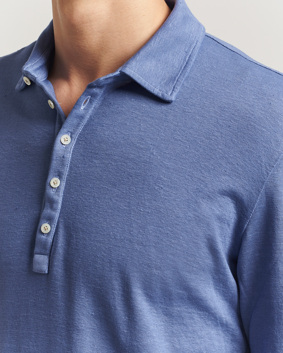 Herr | Pikéer | Massimo Alba | Raya Cotton/Linen Long Sleeve Polo Tulip