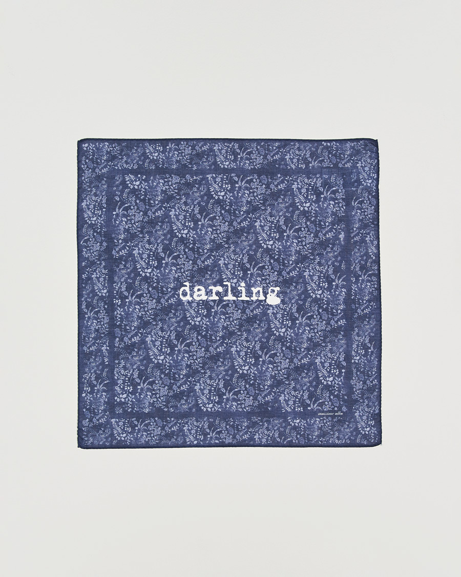 Herr | Näsdukar | Massimo Alba | Printed Cotton Voile Hankerchief Midnight Blue