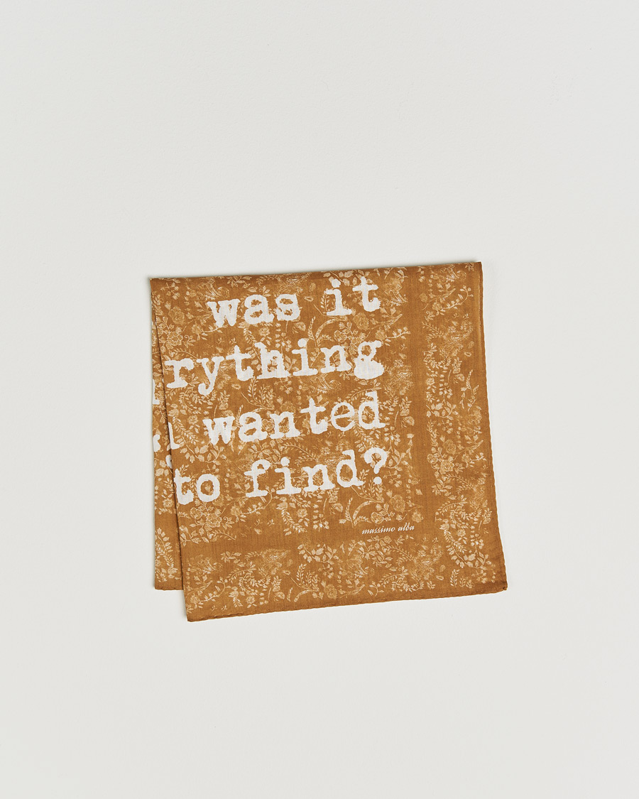 Herr | Näsdukar | Massimo Alba | Printed Cotton Voile Hankerchief Bronze