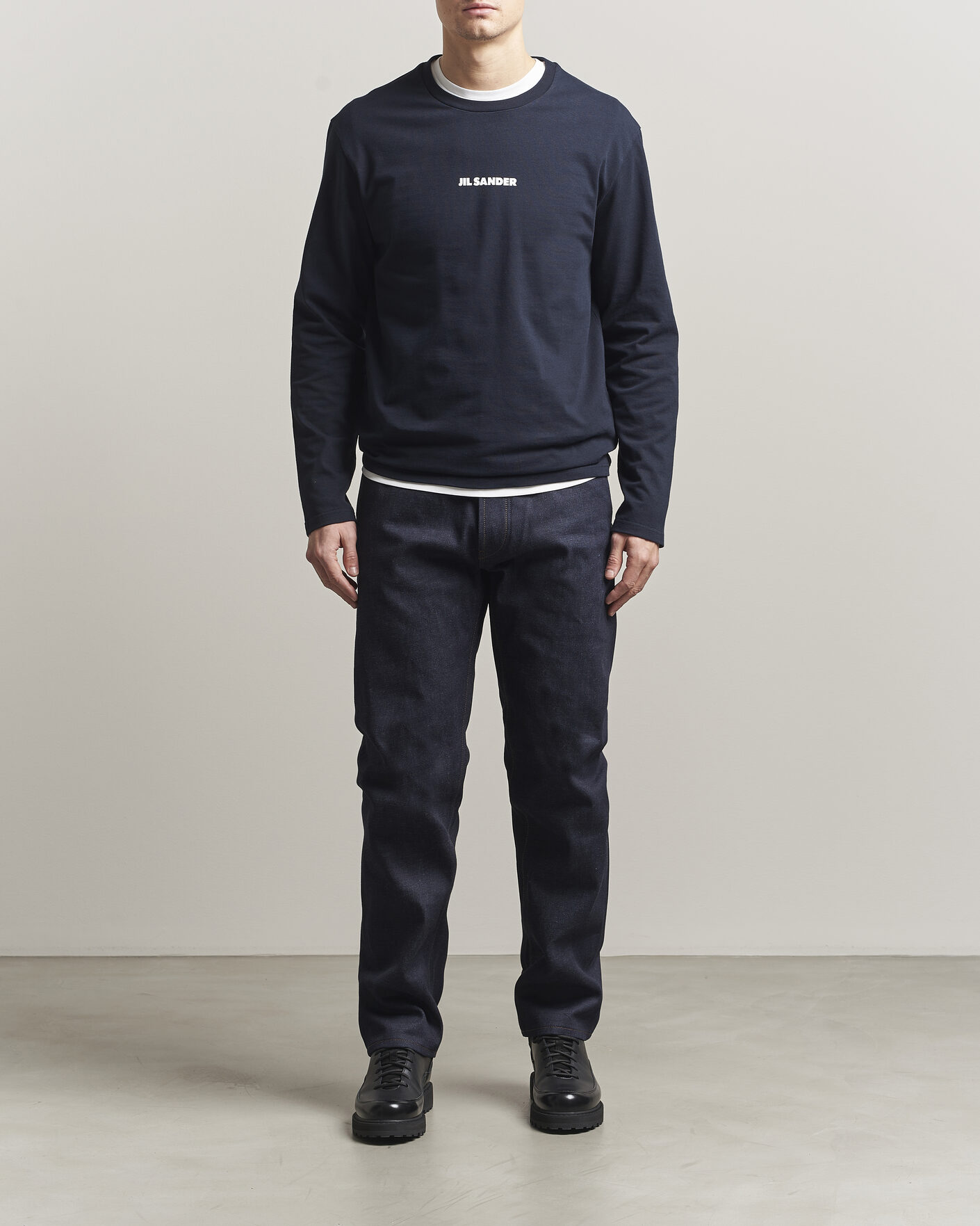 Herr | T-Shirts | Jil Sander | Long Sleeve Logo T-Shirt Navy