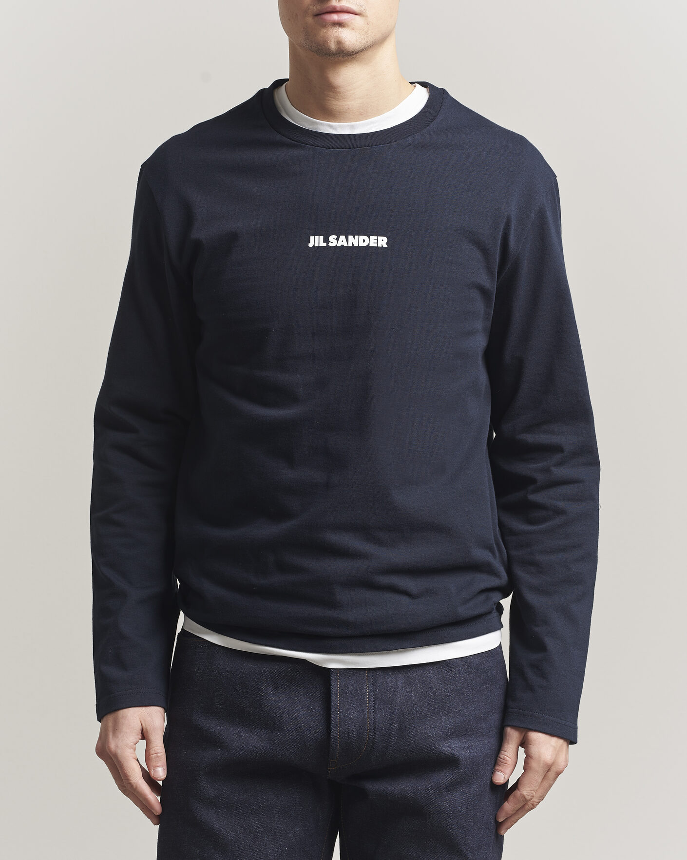 Herr | T-Shirts | Jil Sander | Long Sleeve Logo T-Shirt Navy