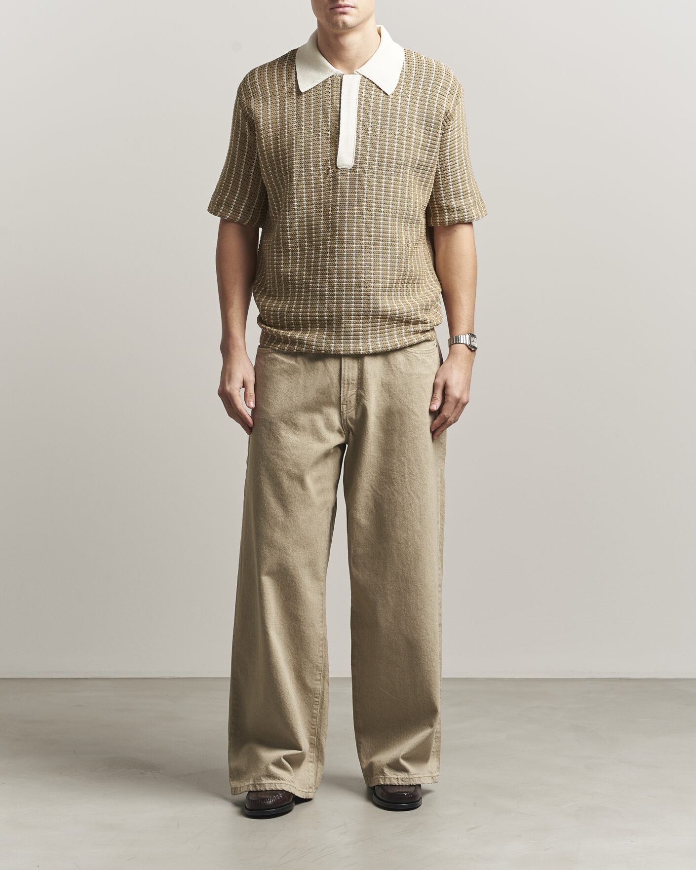 Herr | Pikéer | Jil Sander | Net Stitch Knitted Polo Tobacco