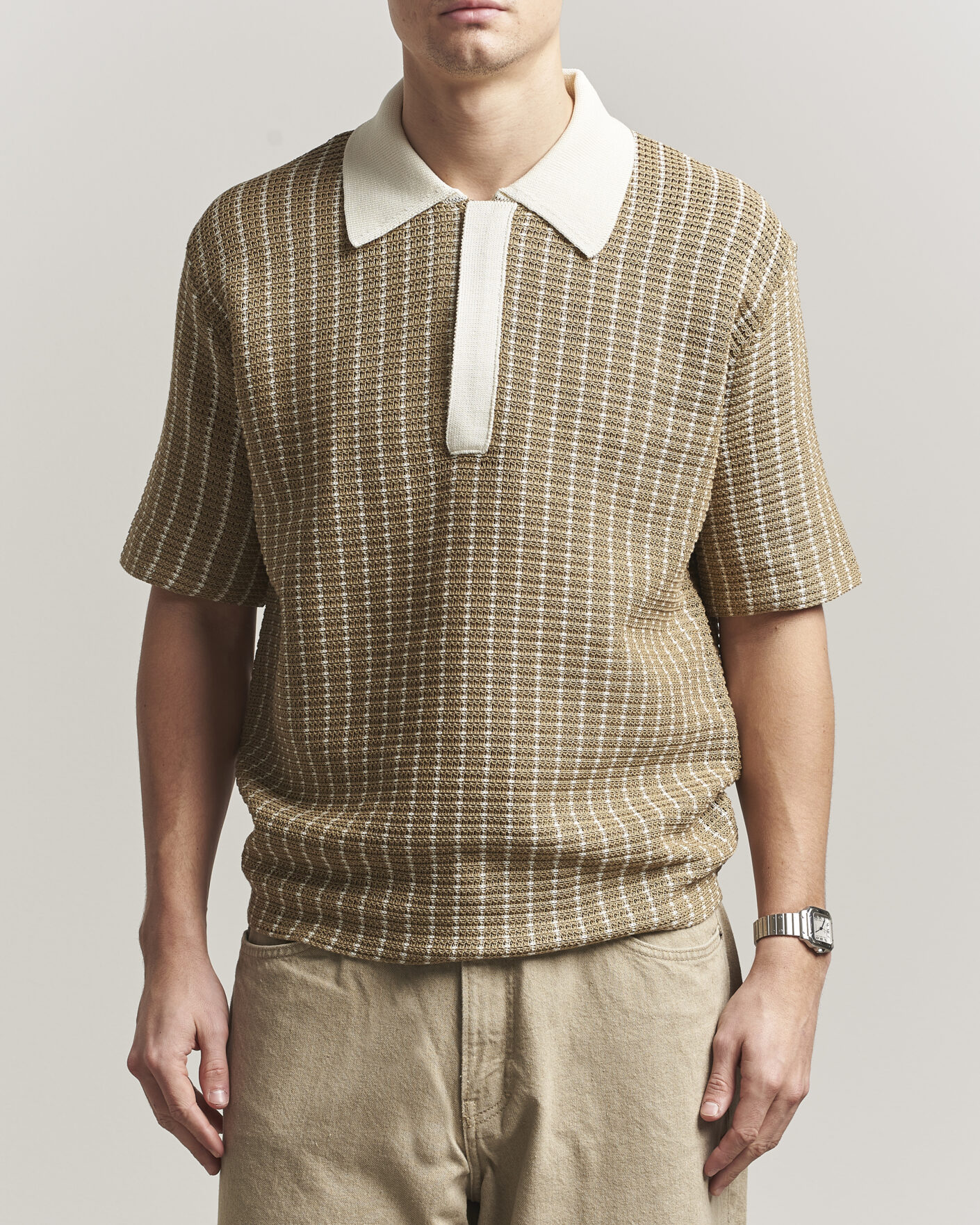 Herr | Pikéer | Jil Sander | Net Stitch Knitted Polo Tobacco