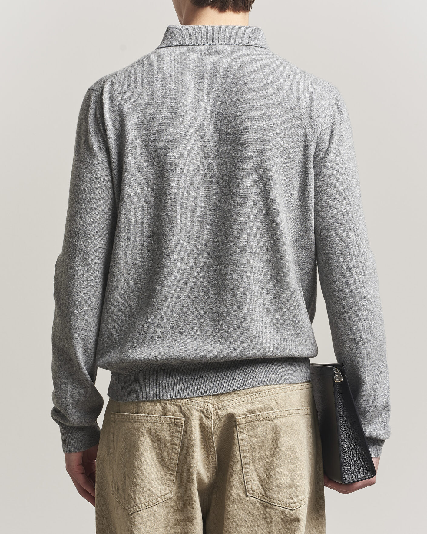 Herr | Tröjor | Jil Sander | Long Sleeve Knitted Wool Polo Grey Melange