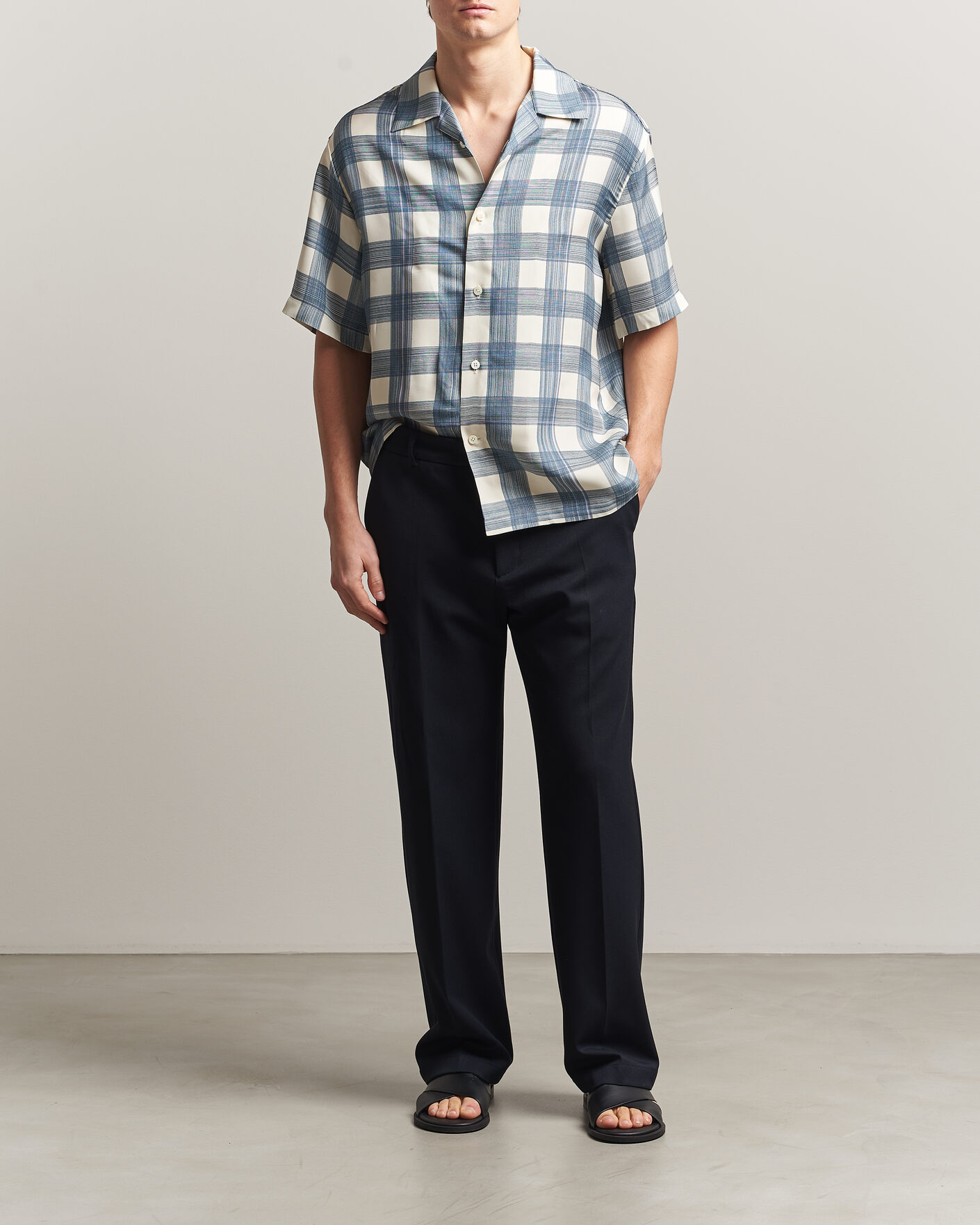 Herr | Skjortor | Jil Sander | Vichy Check Camp Shirt Blue/White
