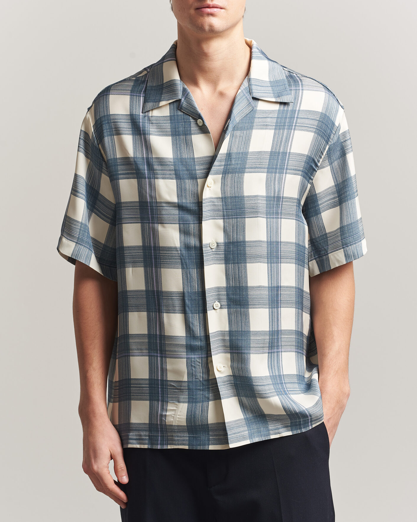 Herr | Skjortor | Jil Sander | Vichy Check Camp Shirt Blue/White