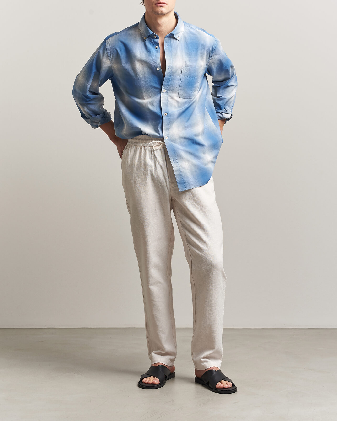 Herr | Byxor | LES DEUX | Patrick Heavy Linen/Cotton Pants Eggnog White