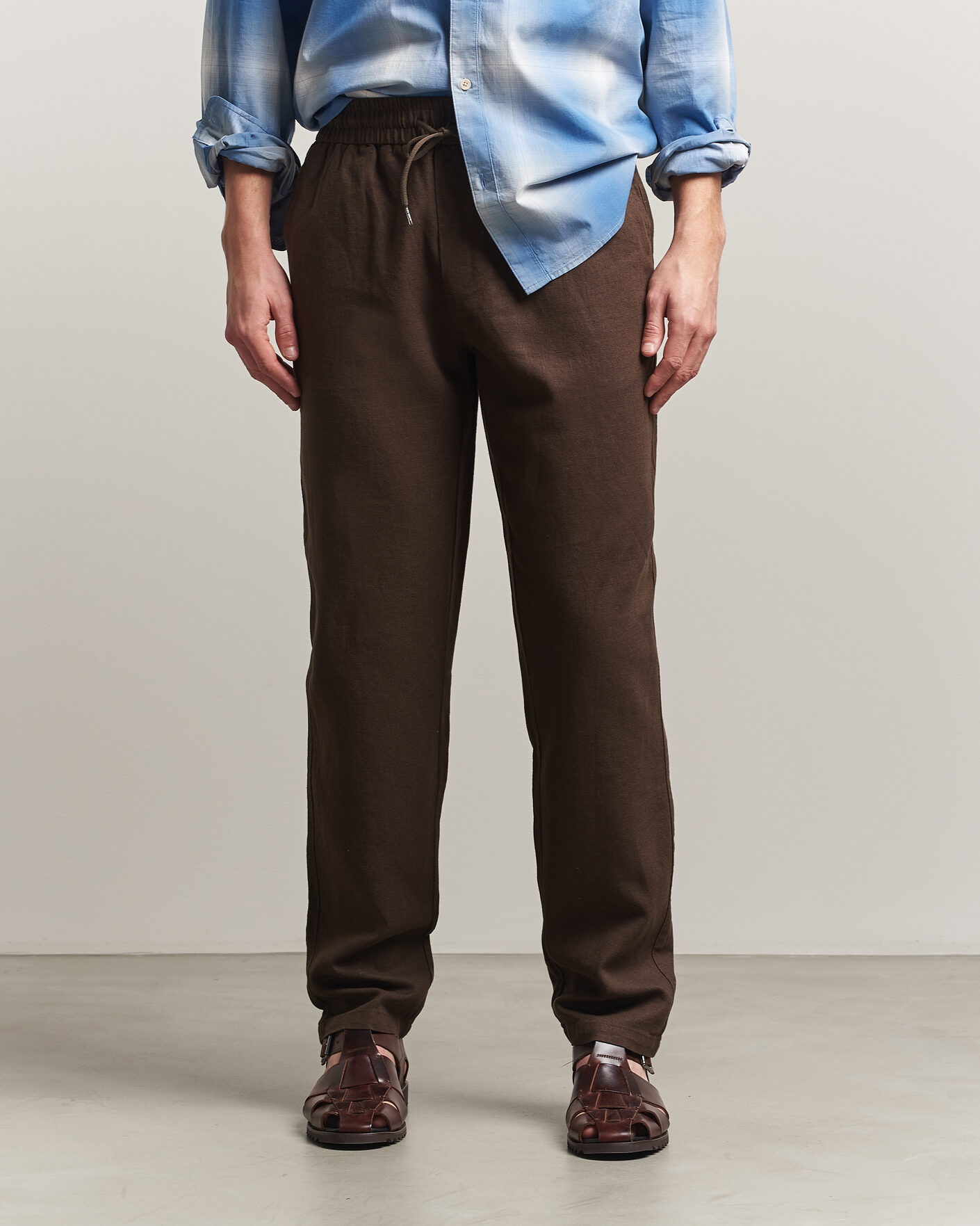 Herr | Byxor | LES DEUX | Patrick Heavy Linen/Cotton Pants Brown