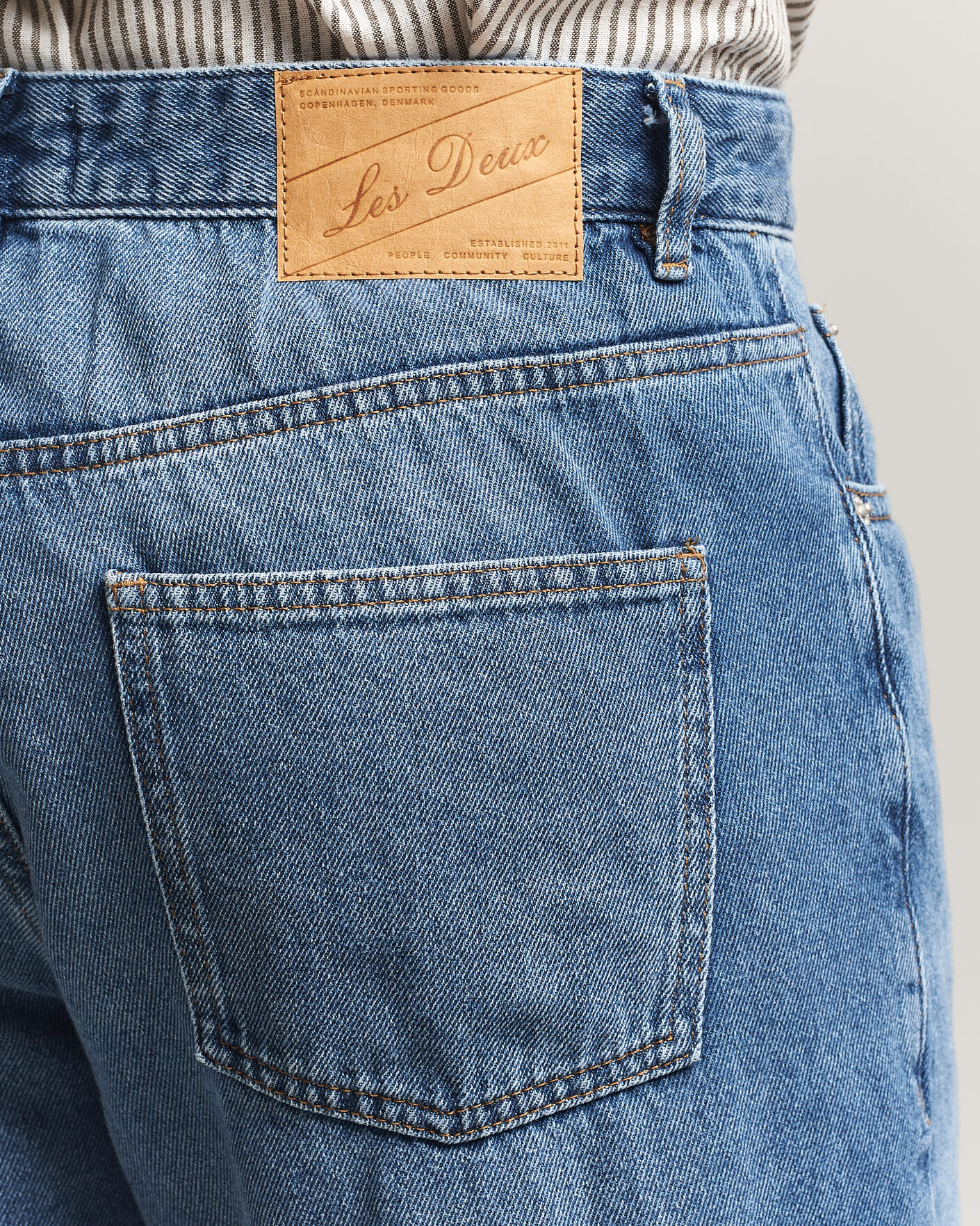 Herr | Byxor | LES DEUX | Ryder Washed Jeans Medium Indigo Blue