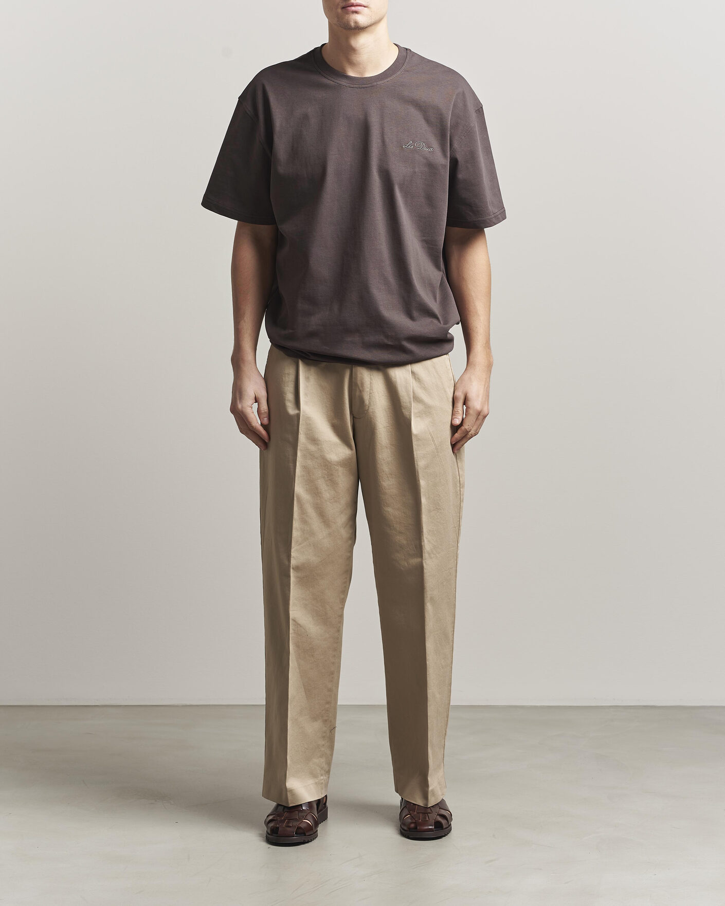 Herr | T-Shirts | LES DEUX | Crew T-Shirt Coffee Brown