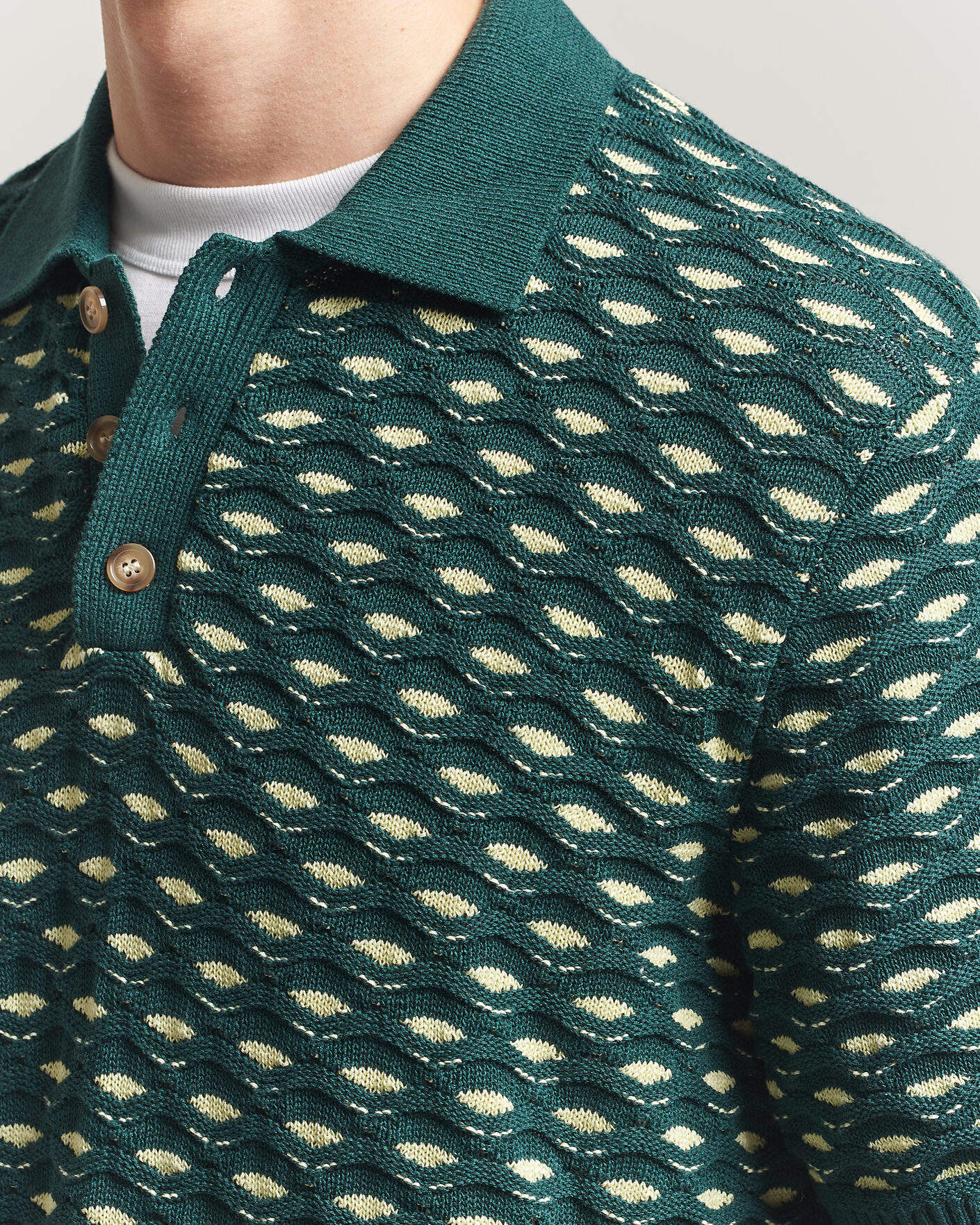 Herr | Pikéer | LES DEUX | Esmay Shell Knitted Polo Sea Moss Green