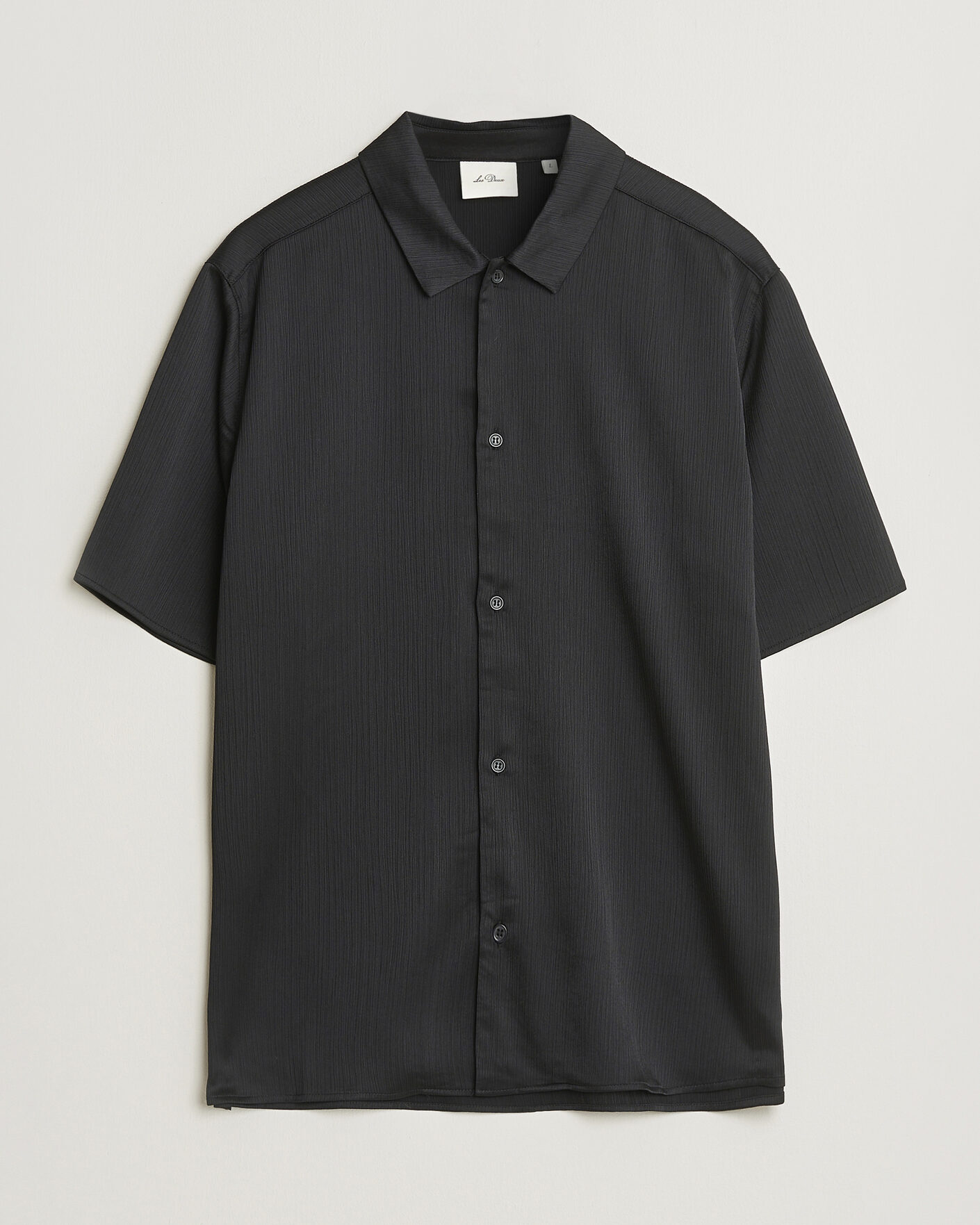 Herr | Skjortor | LES DEUX | Hector Plissé Short Sleeve Shirt Black
