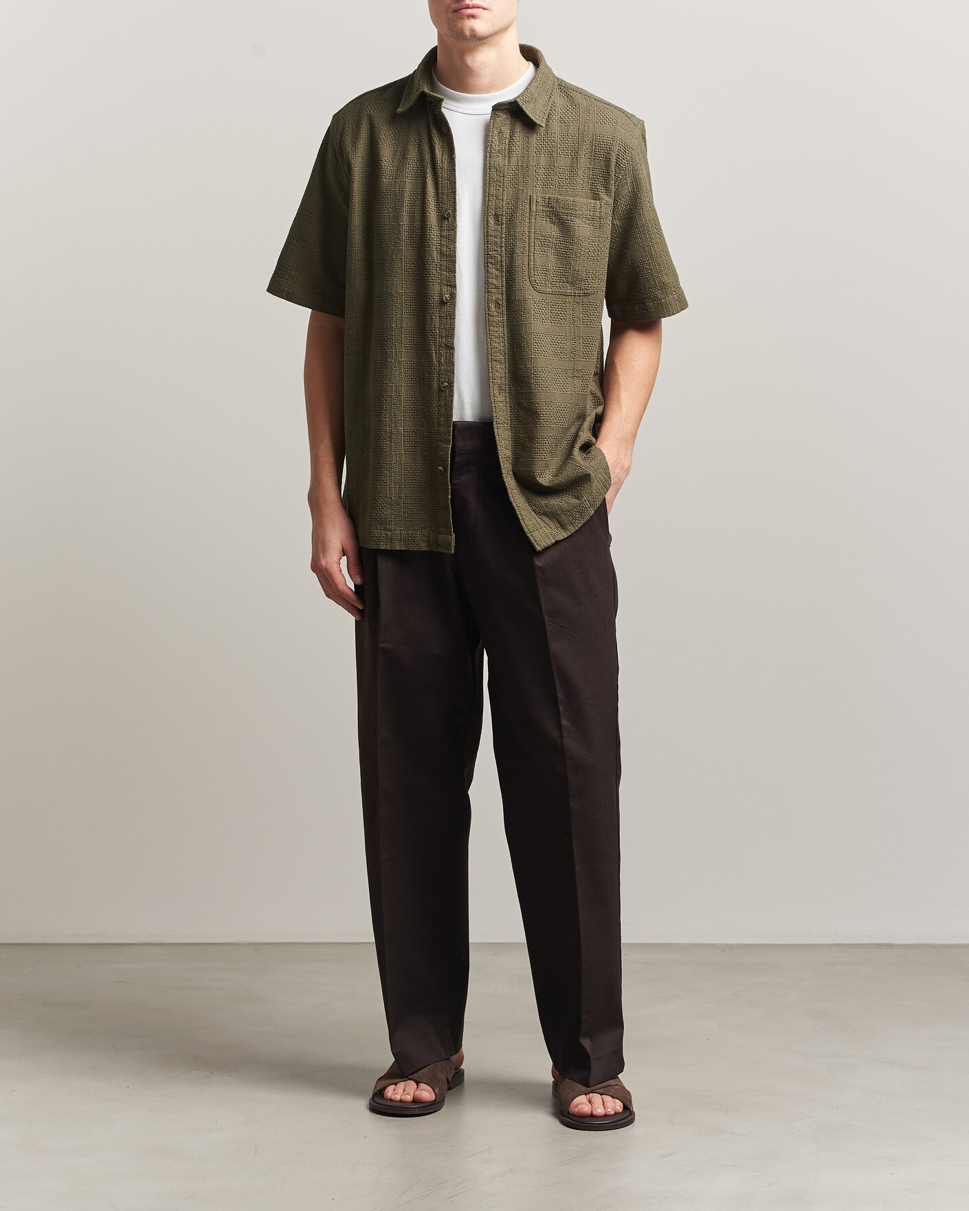 Herr | Skjortor | LES DEUX | Charlie Short Sleeve Shirt Olive Night