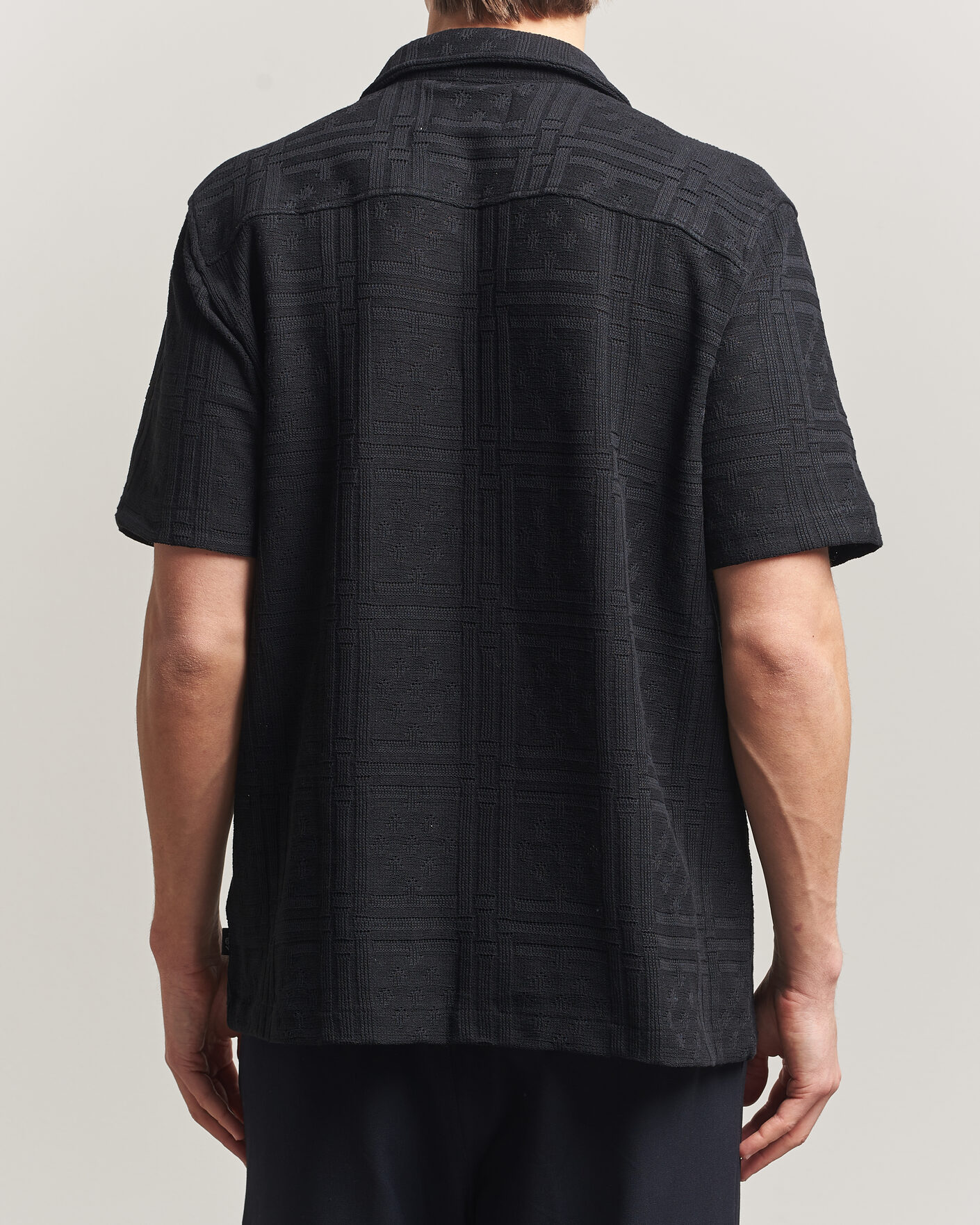 Herr | Skjortor | LES DEUX | Hector Pointelle Short Sleeve Shirt Black