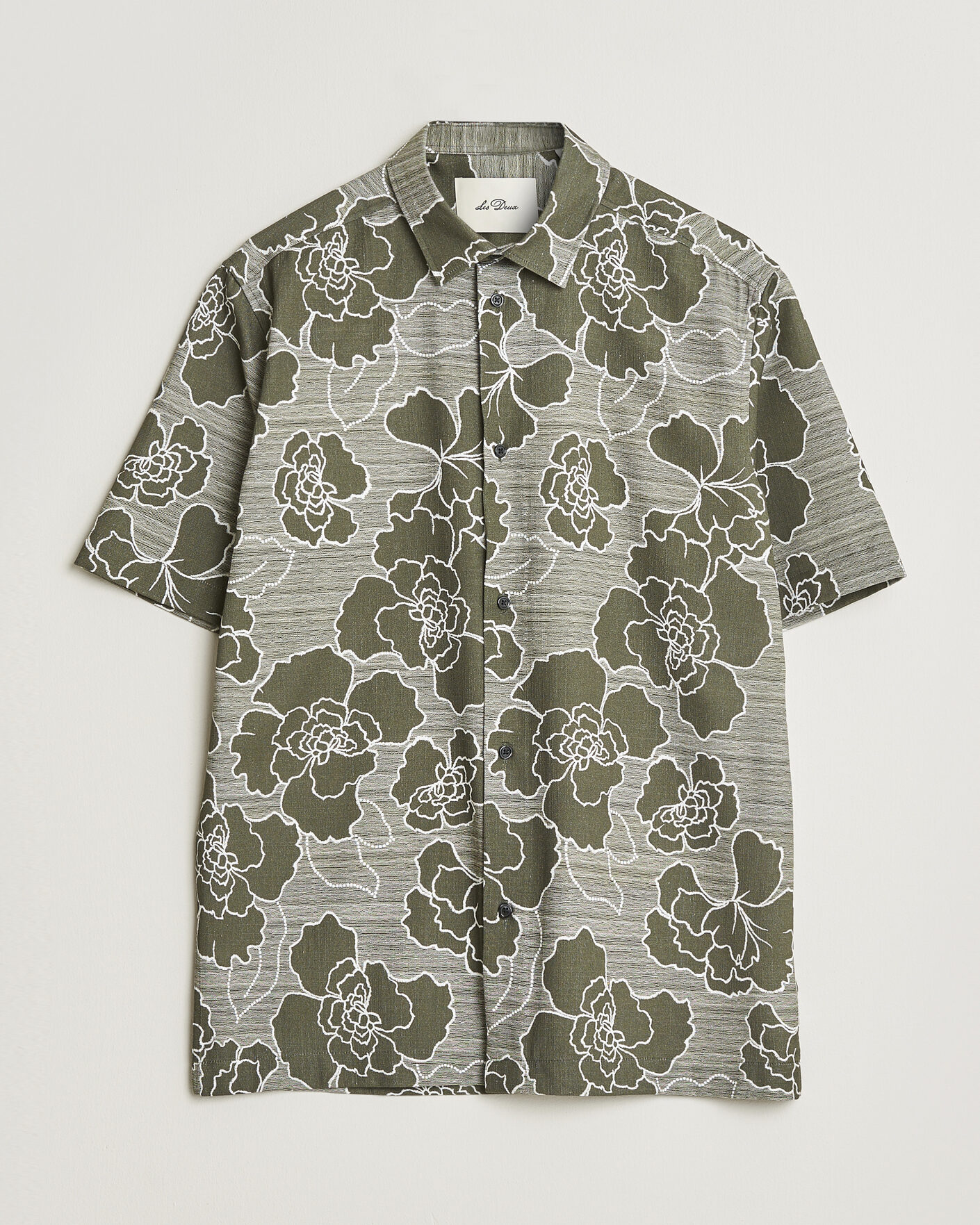 Herr | Skjortor | LES DEUX | Charlie Poppy AOP Short Sleeve Shirt Olive Night