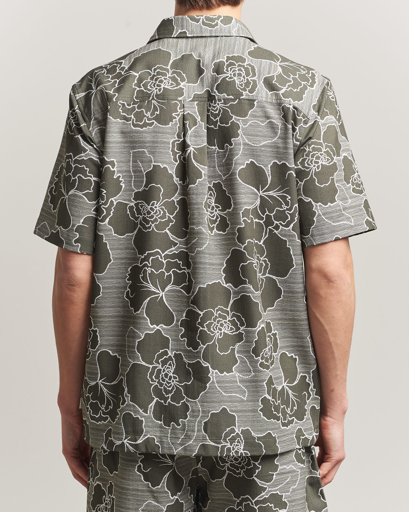 Herr | Skjortor | LES DEUX | Charlie Poppy AOP Short Sleeve Shirt Olive Night