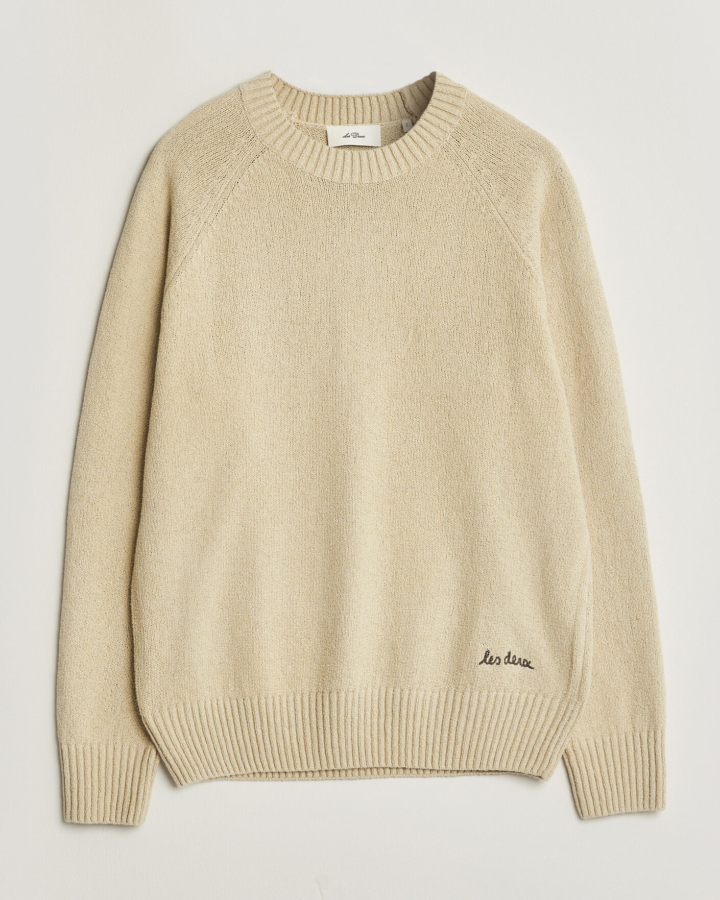 Herr | Tröjor | LES DEUX | Brad Knitted Roundneck Oyster Grey/White