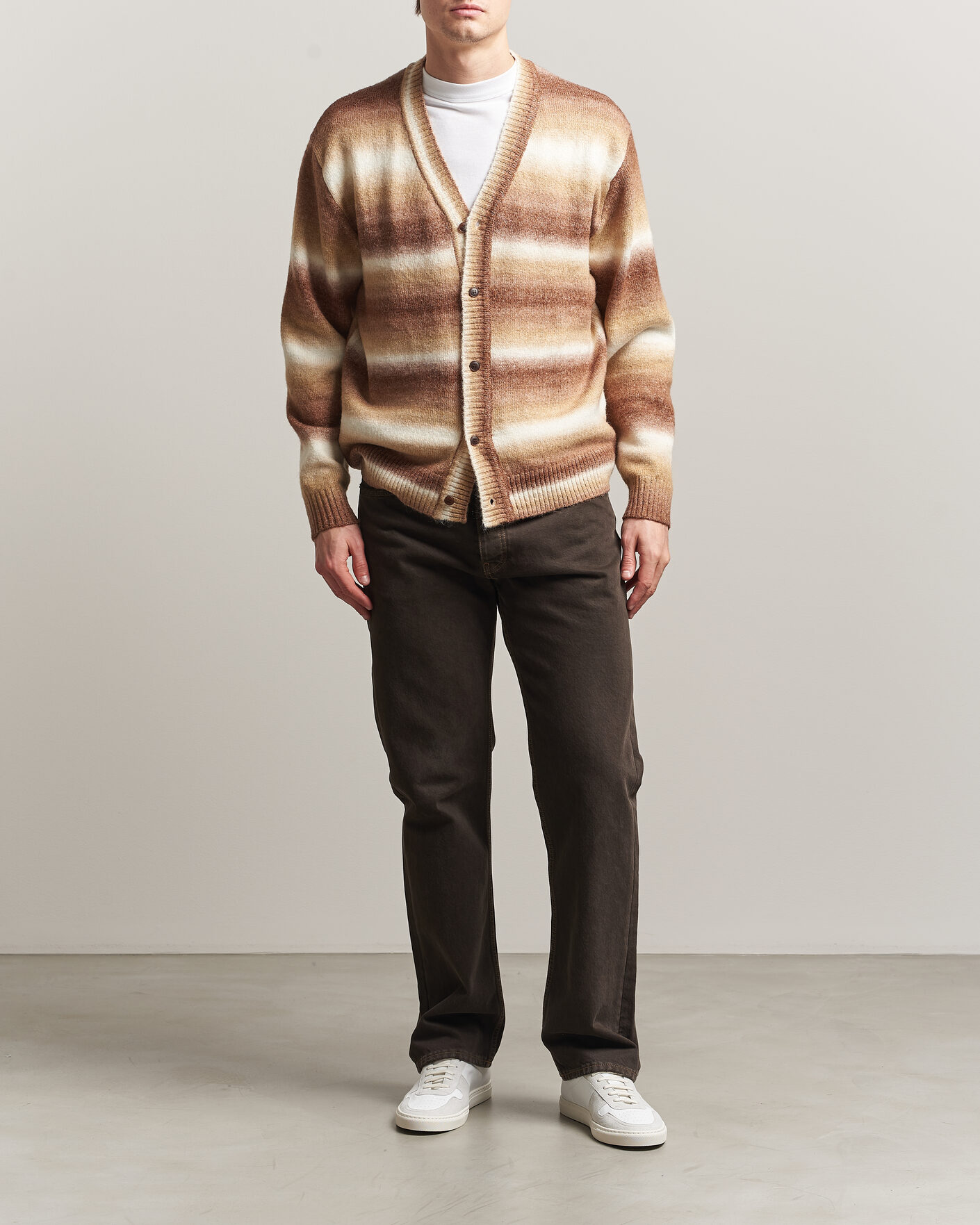 Herr | Tröjor | LES DEUX | Boston Gradient Knitted Cardigan Teak Brown