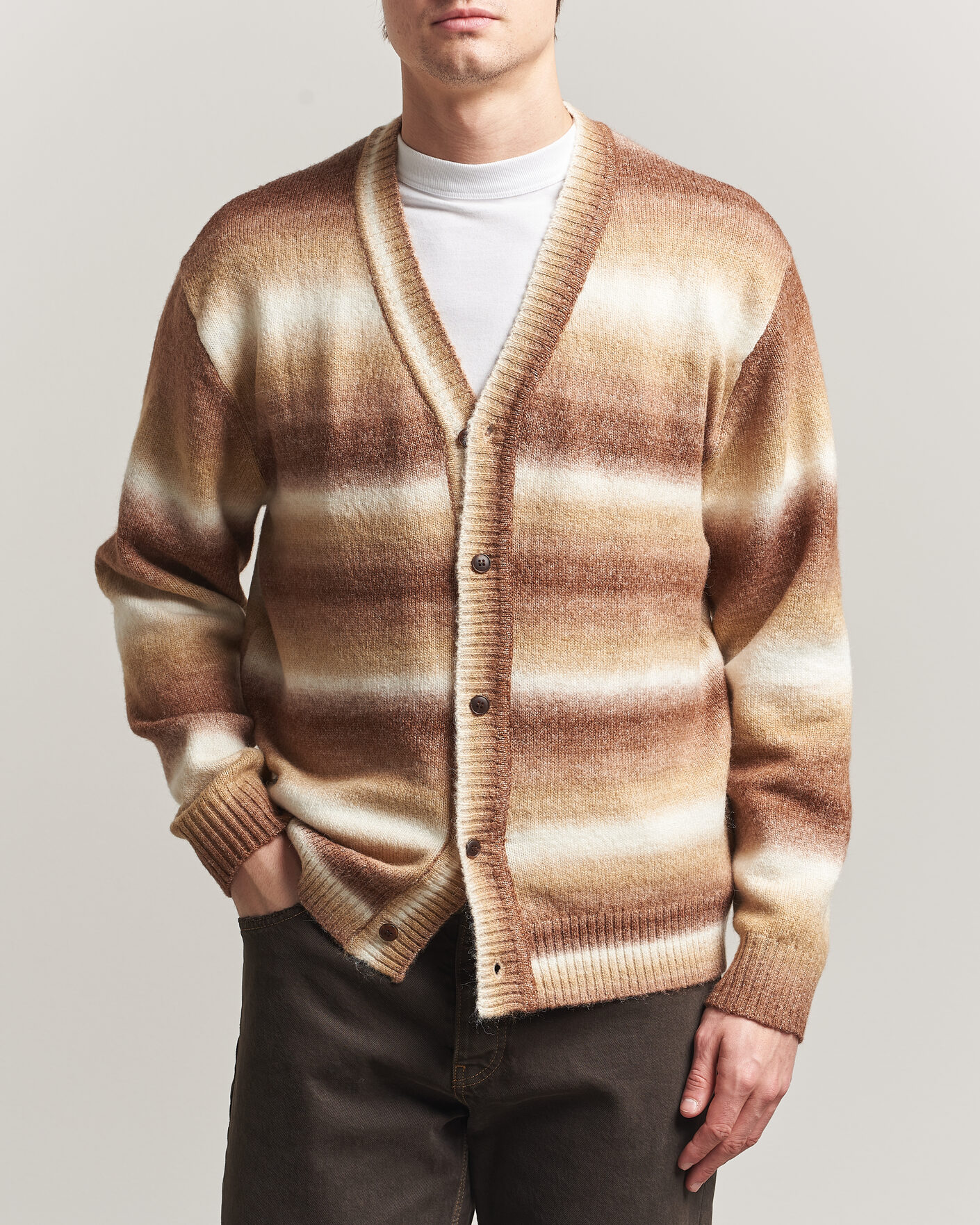 Herr | Tröjor | LES DEUX | Boston Gradient Knitted Cardigan Teak Brown