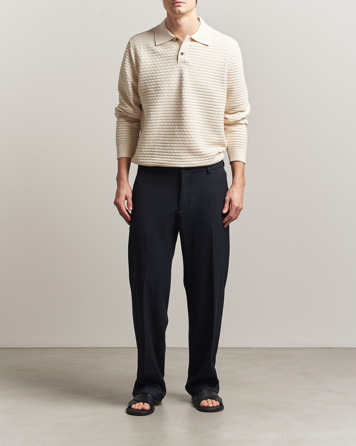 Herr | Tröjor | LES DEUX | Billy Weave Knitted Polo Light Ivory