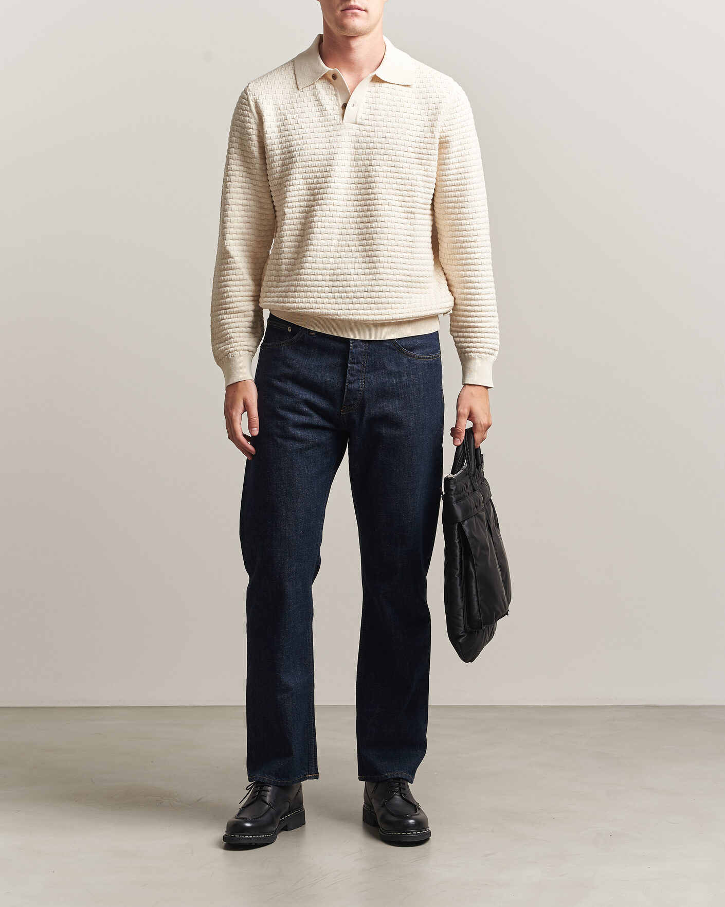 Herr | Tröjor | LES DEUX | Billy Weave Knitted Polo Light Ivory