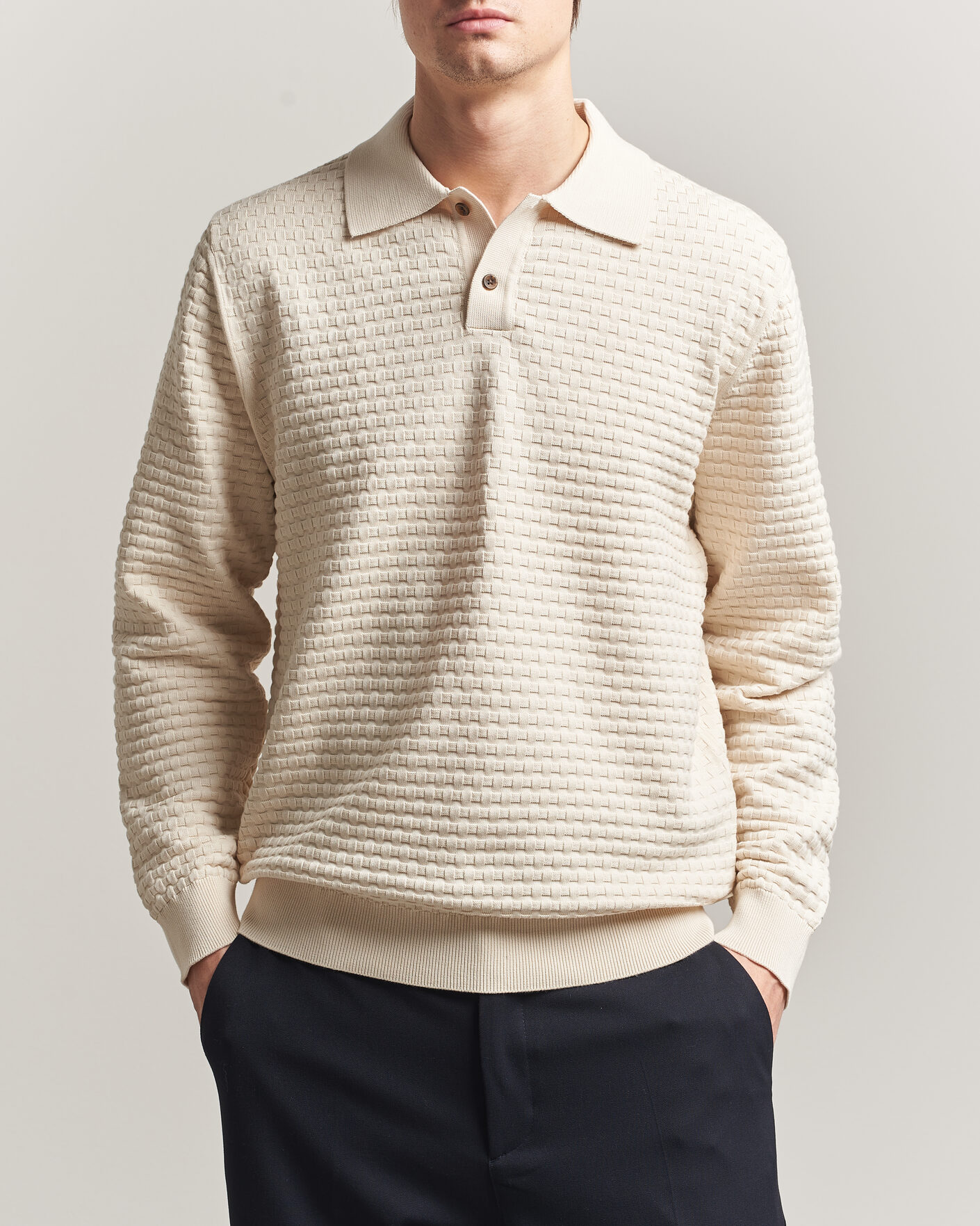 Herr | Tröjor | LES DEUX | Billy Weave Knitted Polo Light Ivory