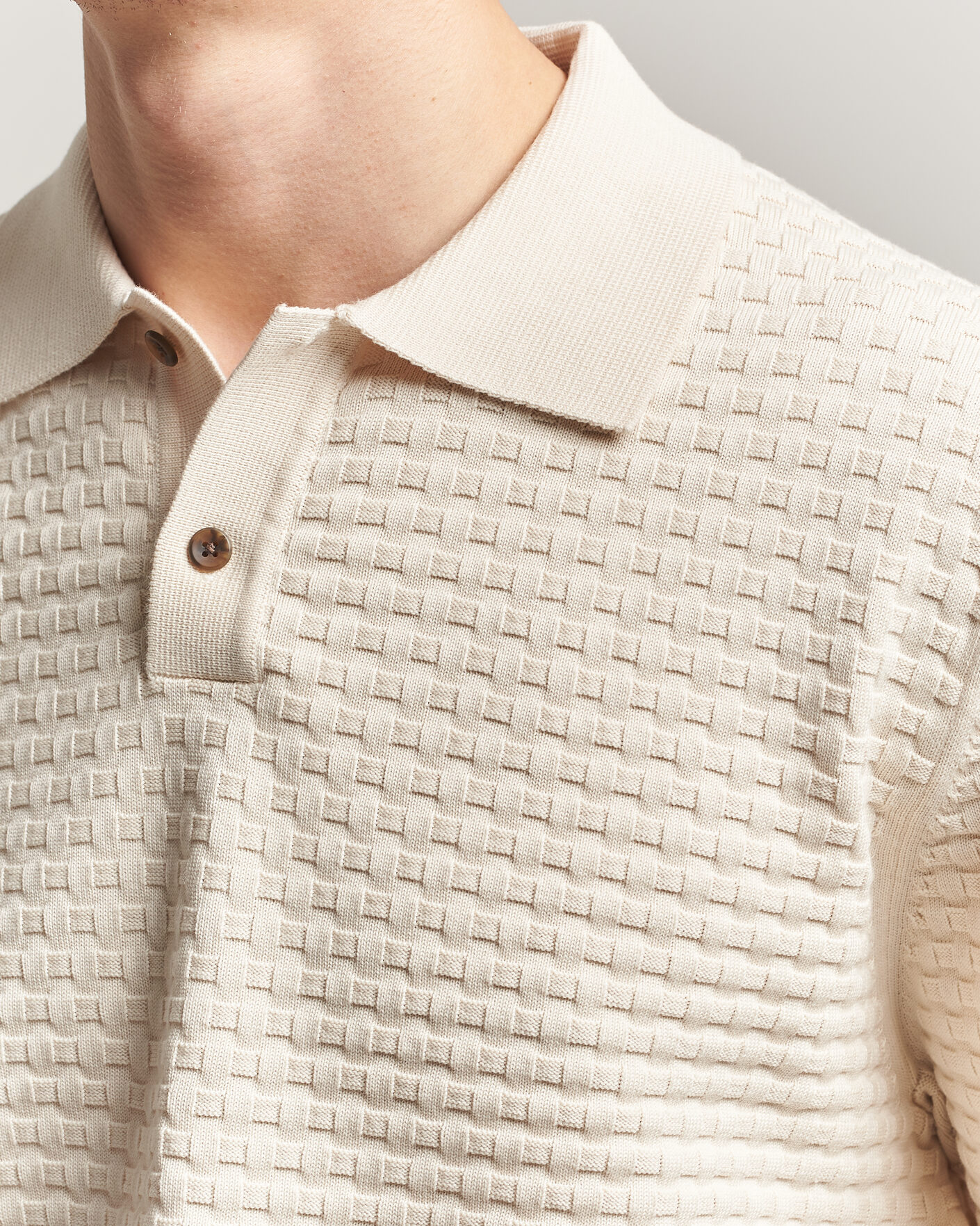 Herr | Tröjor | LES DEUX | Billy Weave Knitted Polo Light Ivory