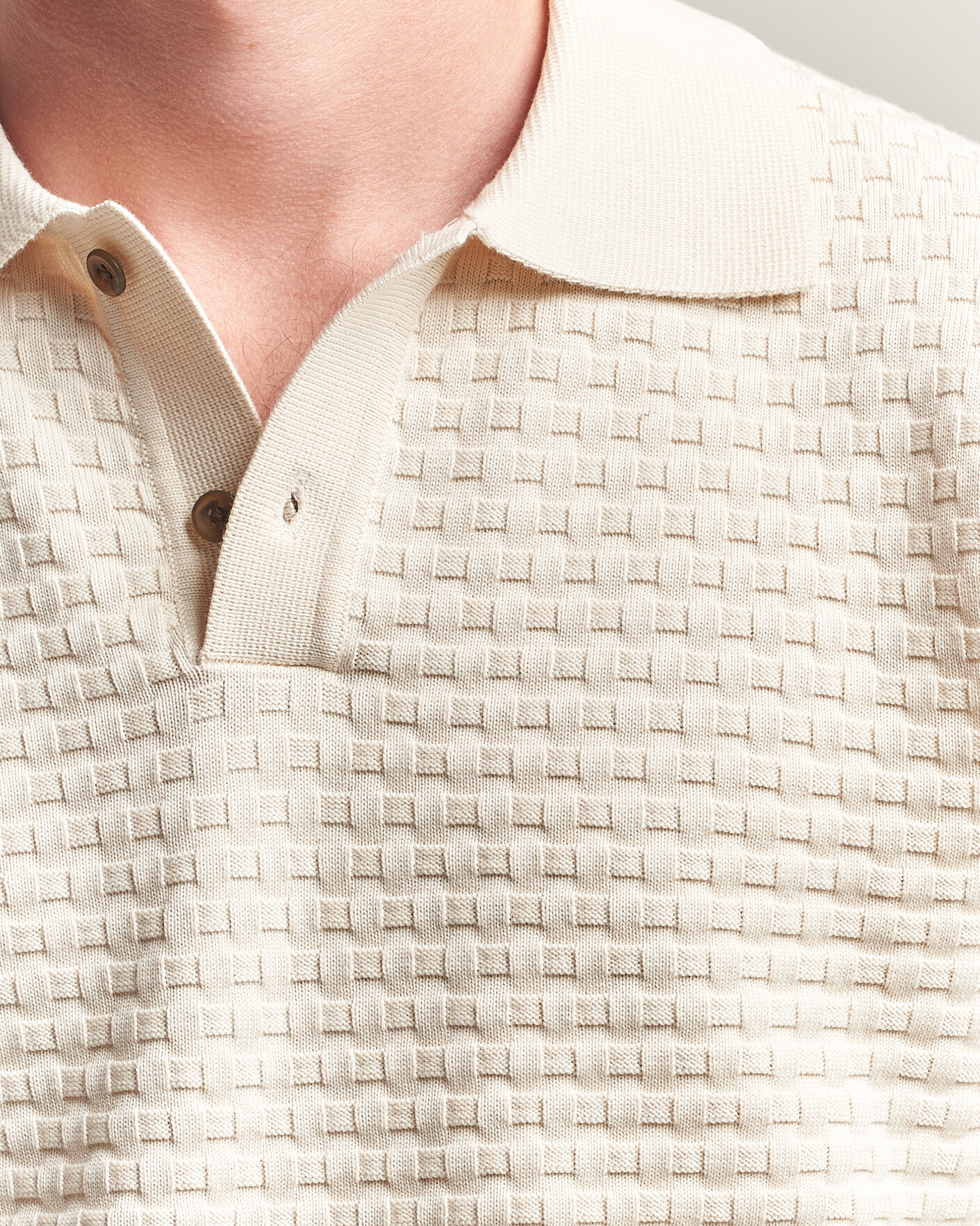 Herr | Tröjor | LES DEUX | Billy Weave Knitted Polo Light Ivory