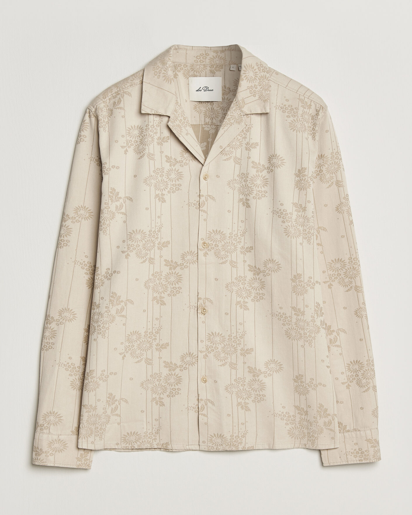 Herr | Skjortor | LES DEUX | Jasper Flower Jaquard Shirt Oyster Grey/White