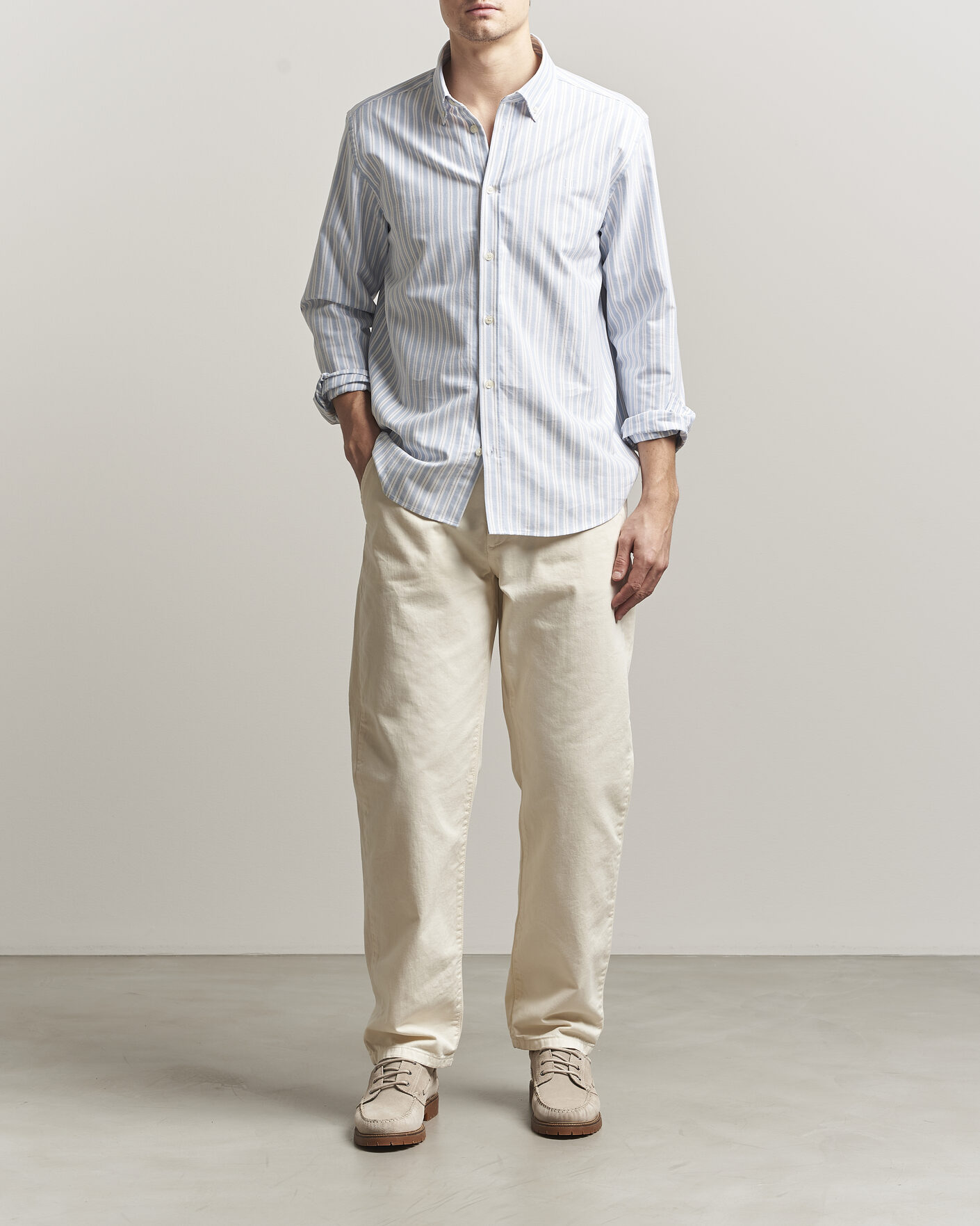 Herr | Skjortor | LES DEUX | Konrad Striped Oxford Shirt Allure Blue