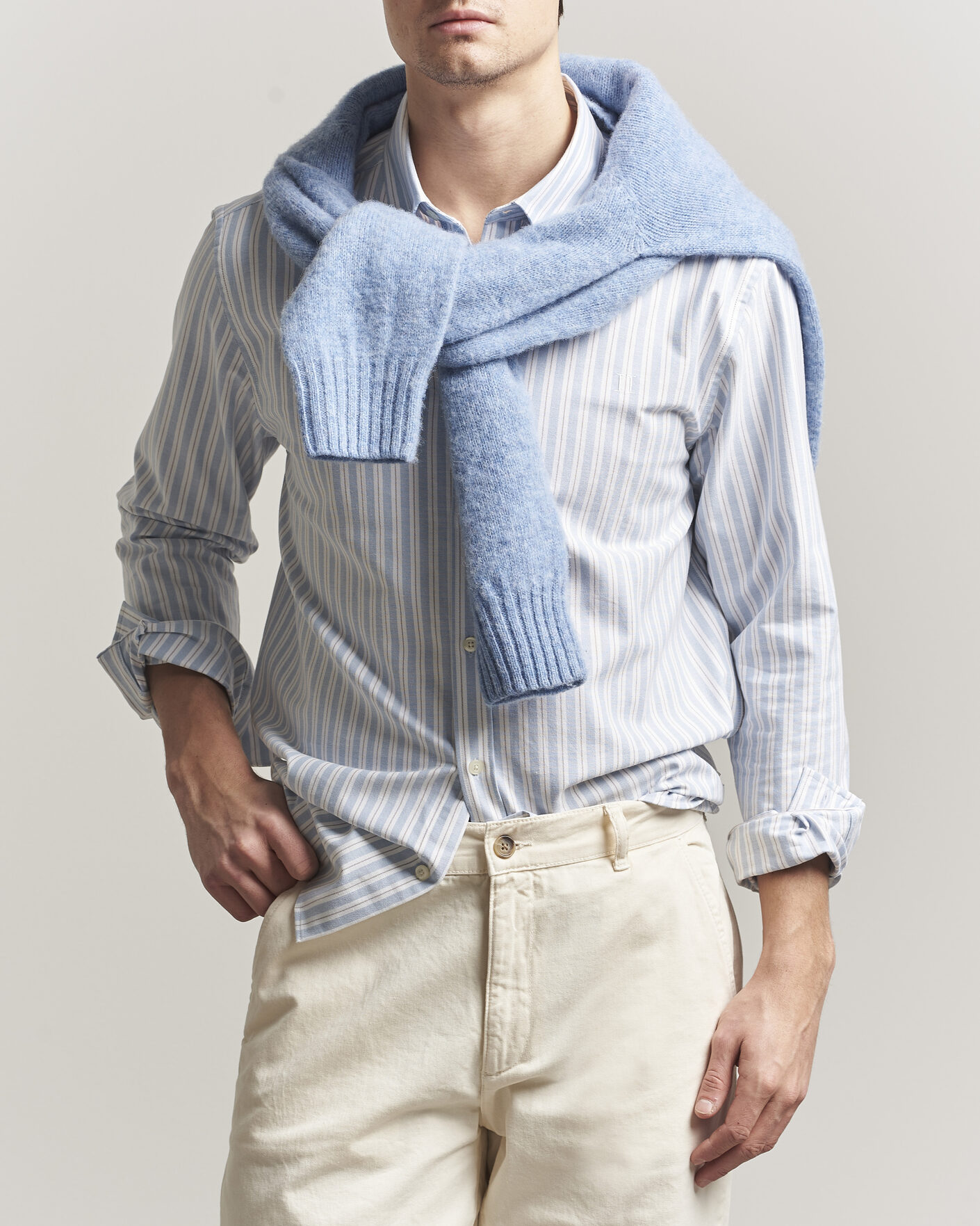 Herr | Skjortor | LES DEUX | Konrad Striped Oxford Shirt Allure Blue