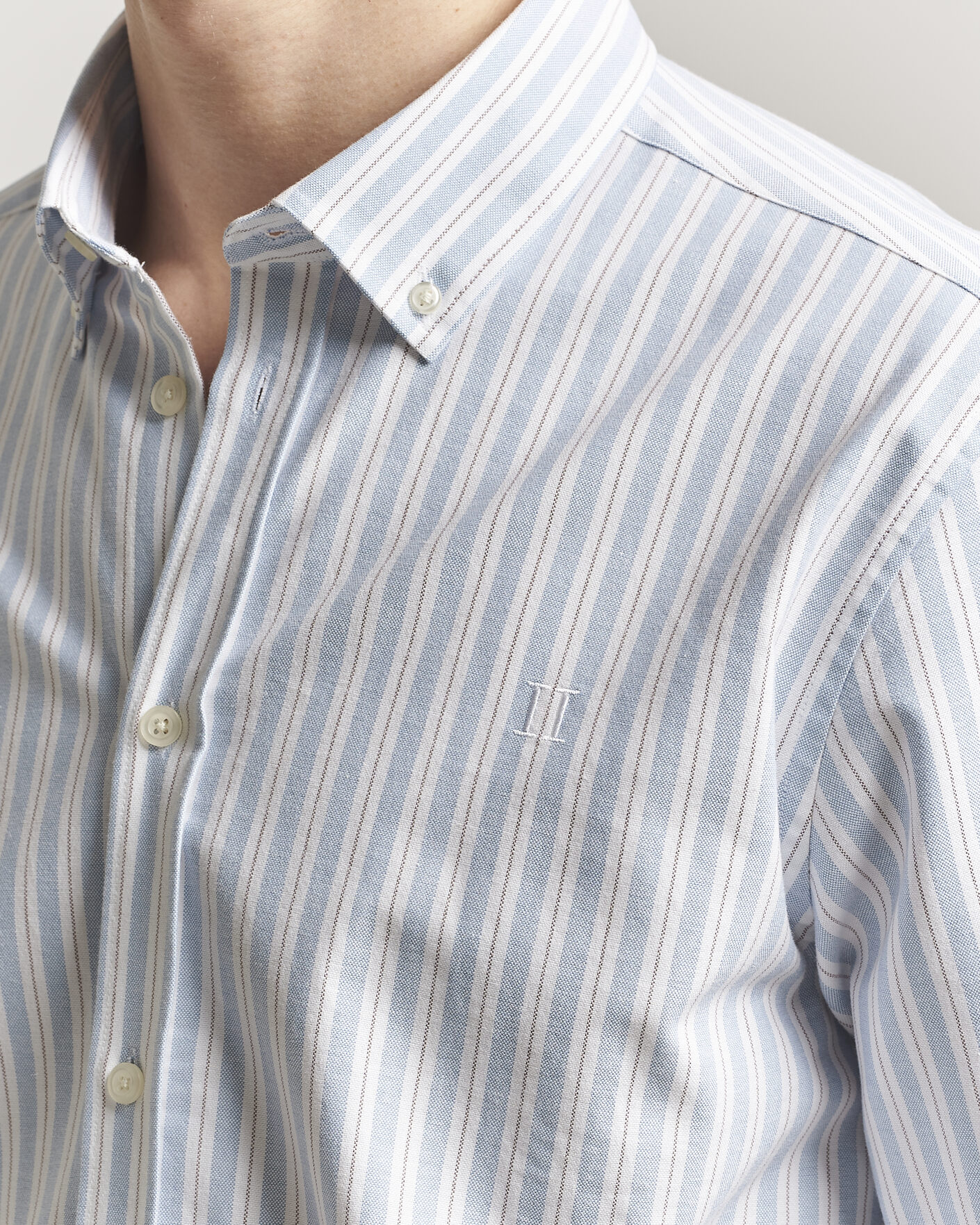Herr | Skjortor | LES DEUX | Konrad Striped Oxford Shirt Allure Blue
