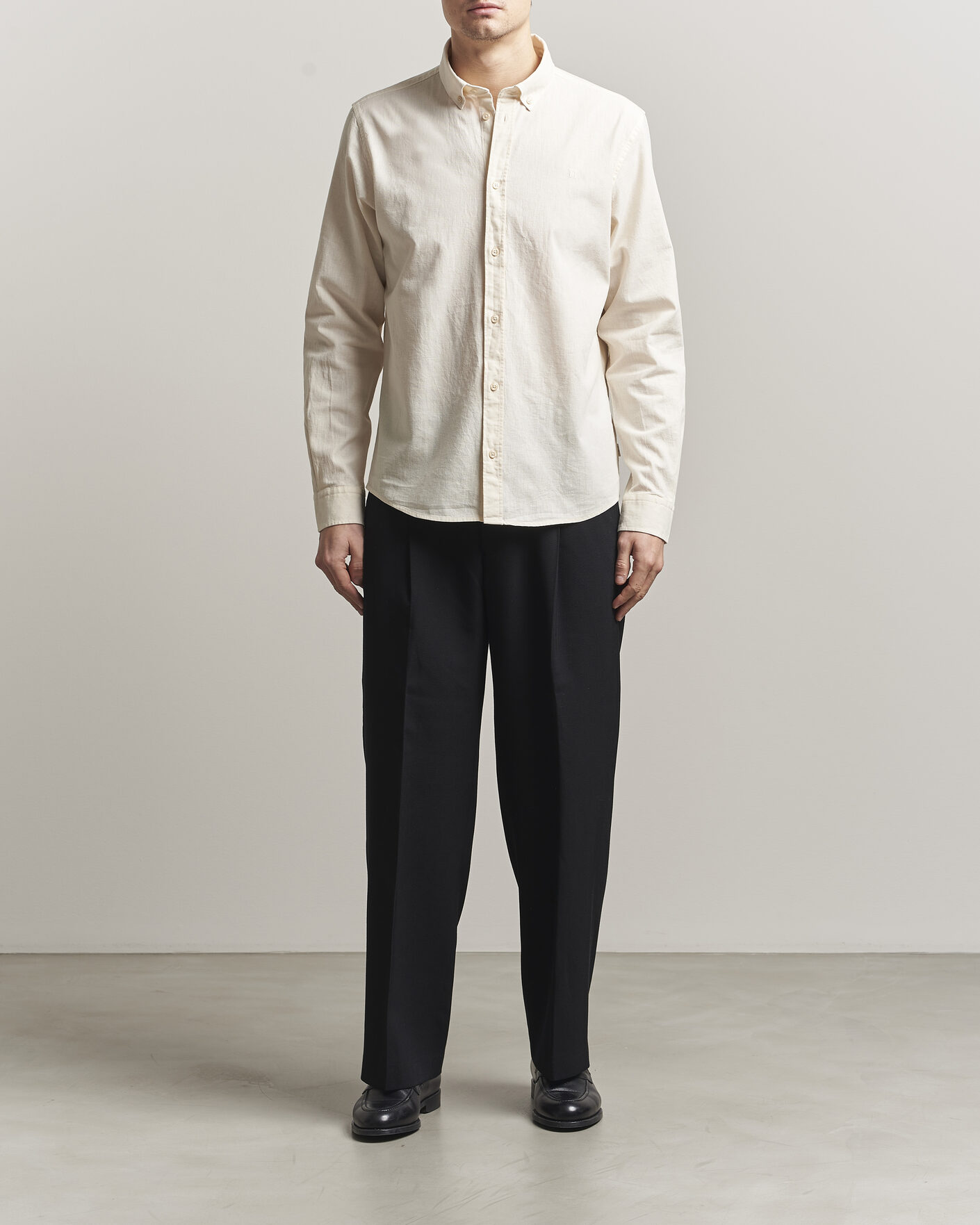 Herr | Skjortor | LES DEUX | Konrad Cotton/Linen Shirt Eggnog White