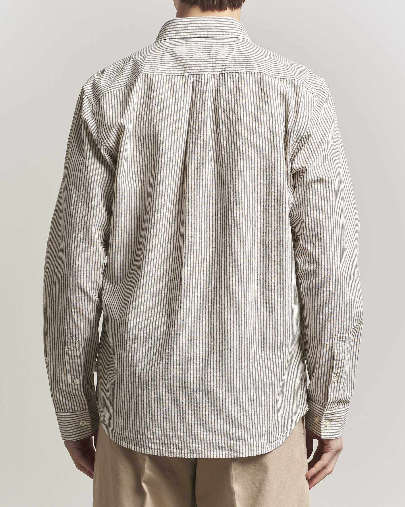 Herr | Skjortor | LES DEUX | Konrad Striped Cotton/Linen Shirt Teak Brown