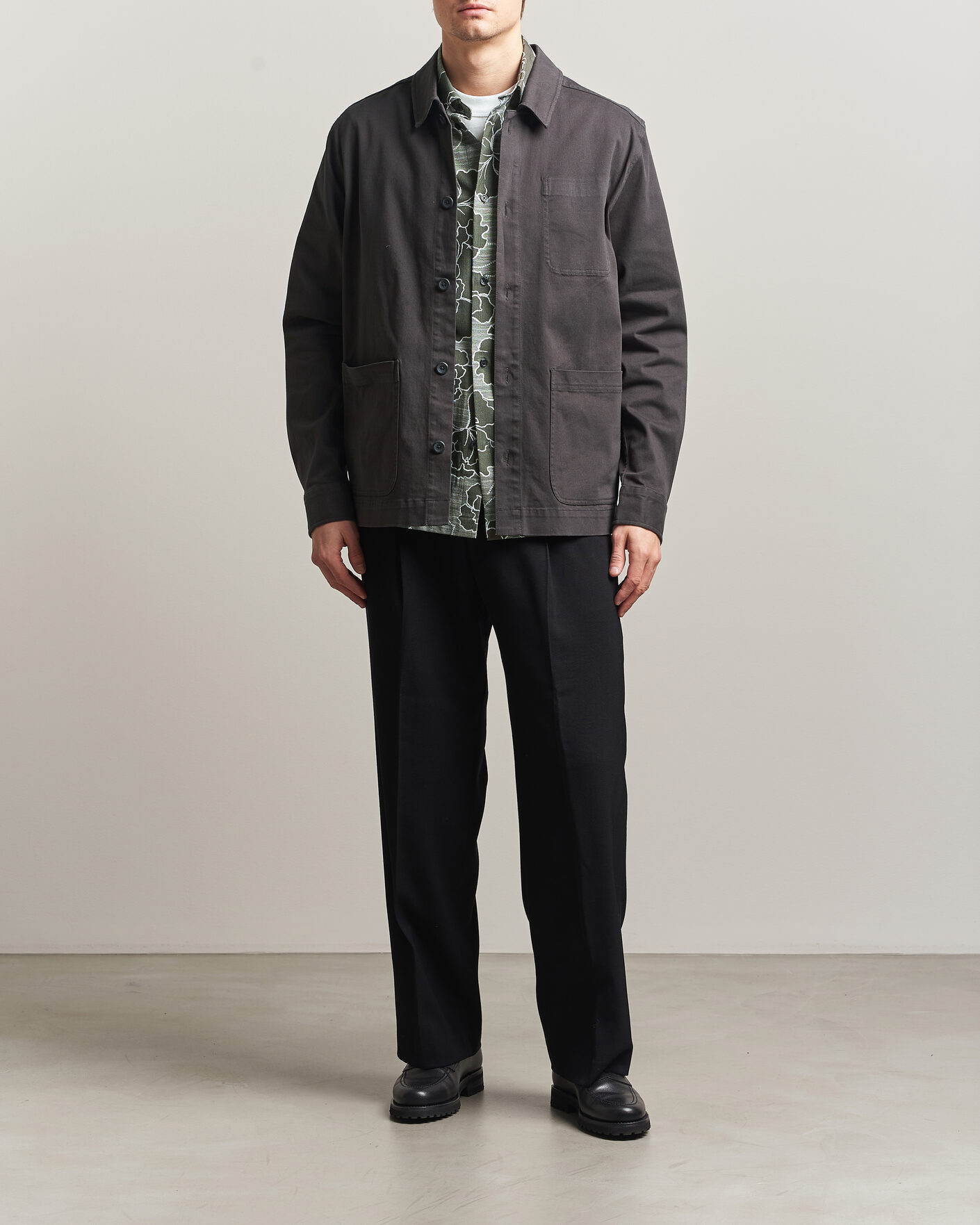 Herr | Skjortor | LES DEUX | Layton Cotton Overshirt Black