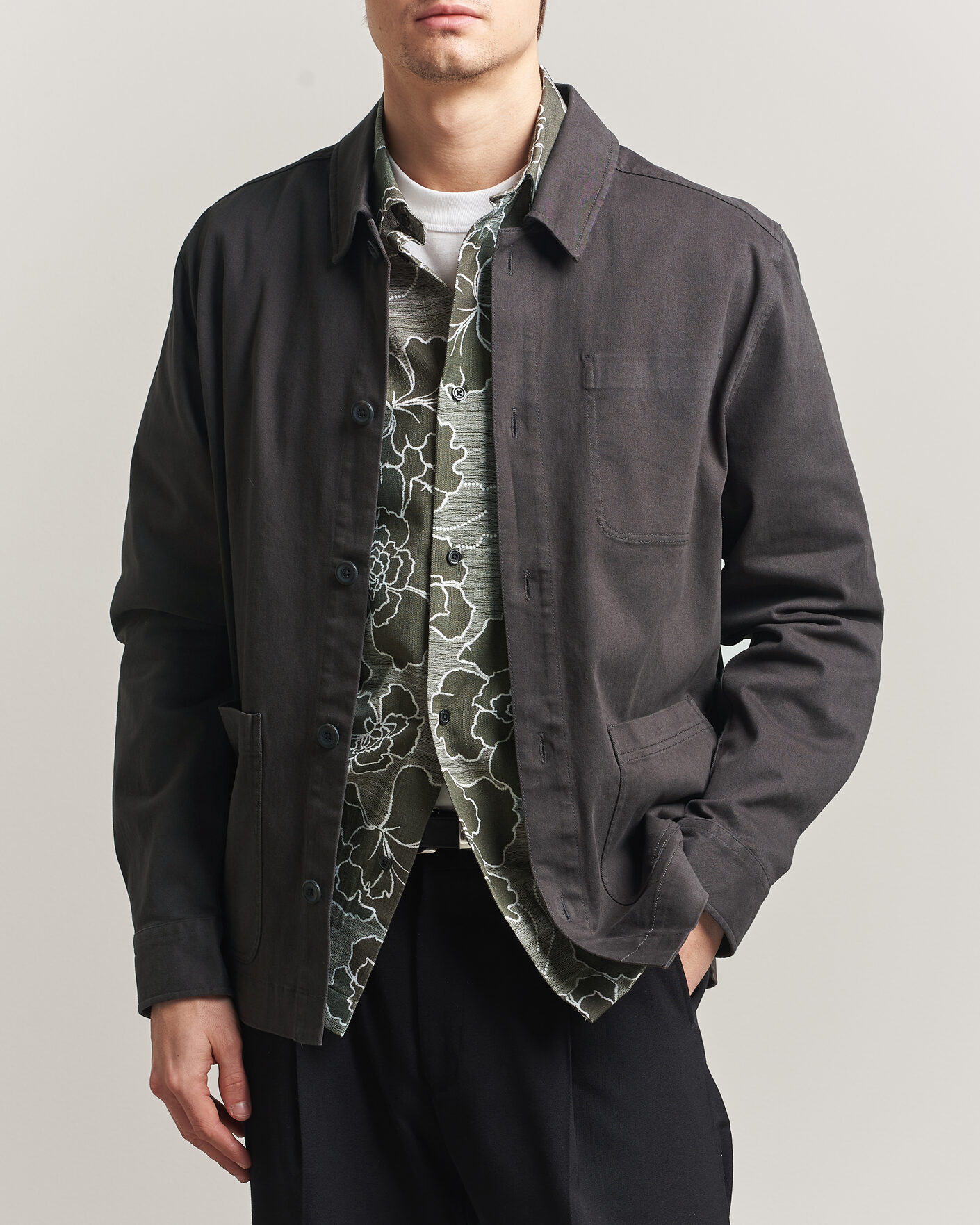 Herr | Skjortor | LES DEUX | Layton Cotton Overshirt Black