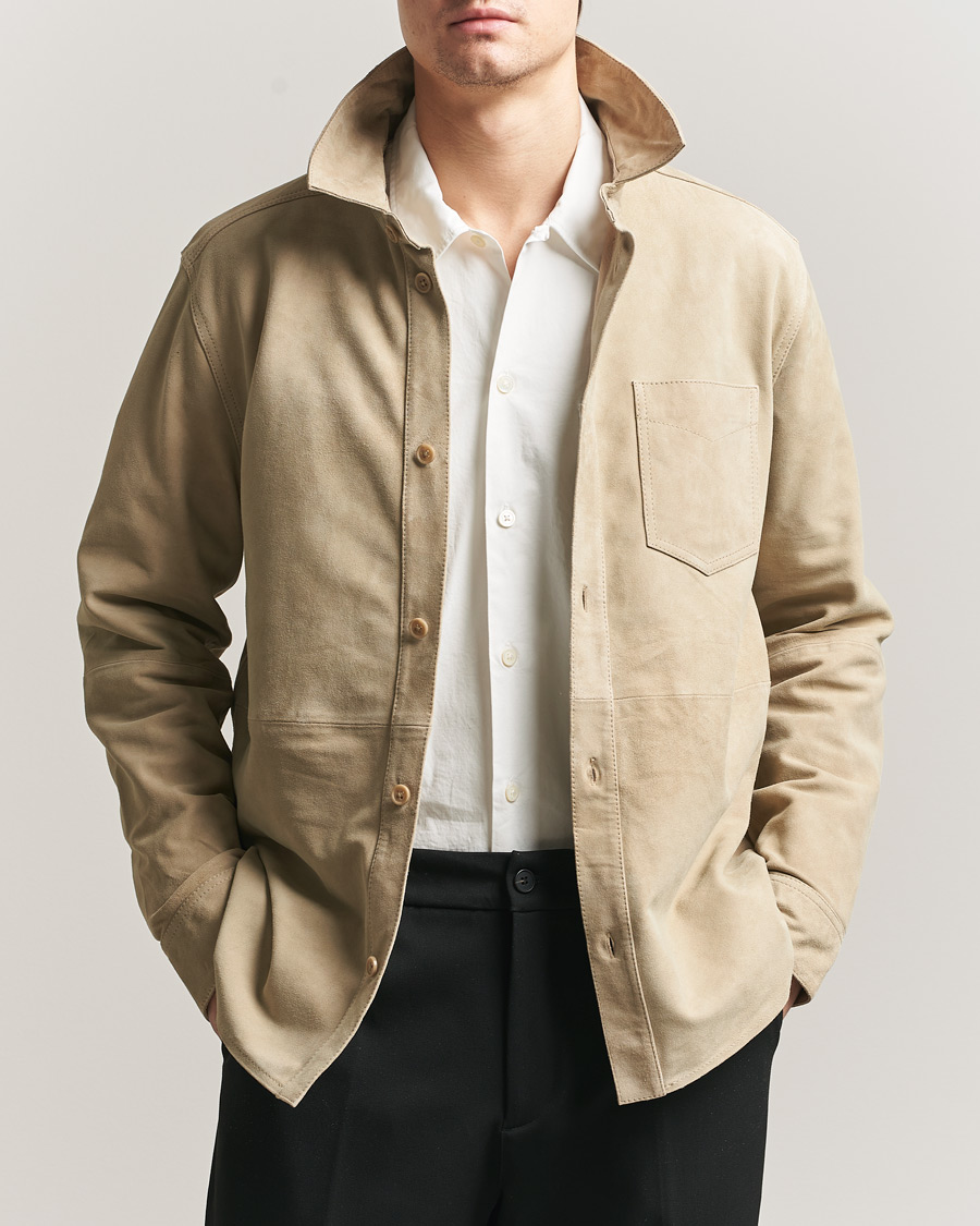 Herr | Skjortor | LES DEUX | Bertram Suede Overshirt Light Sand